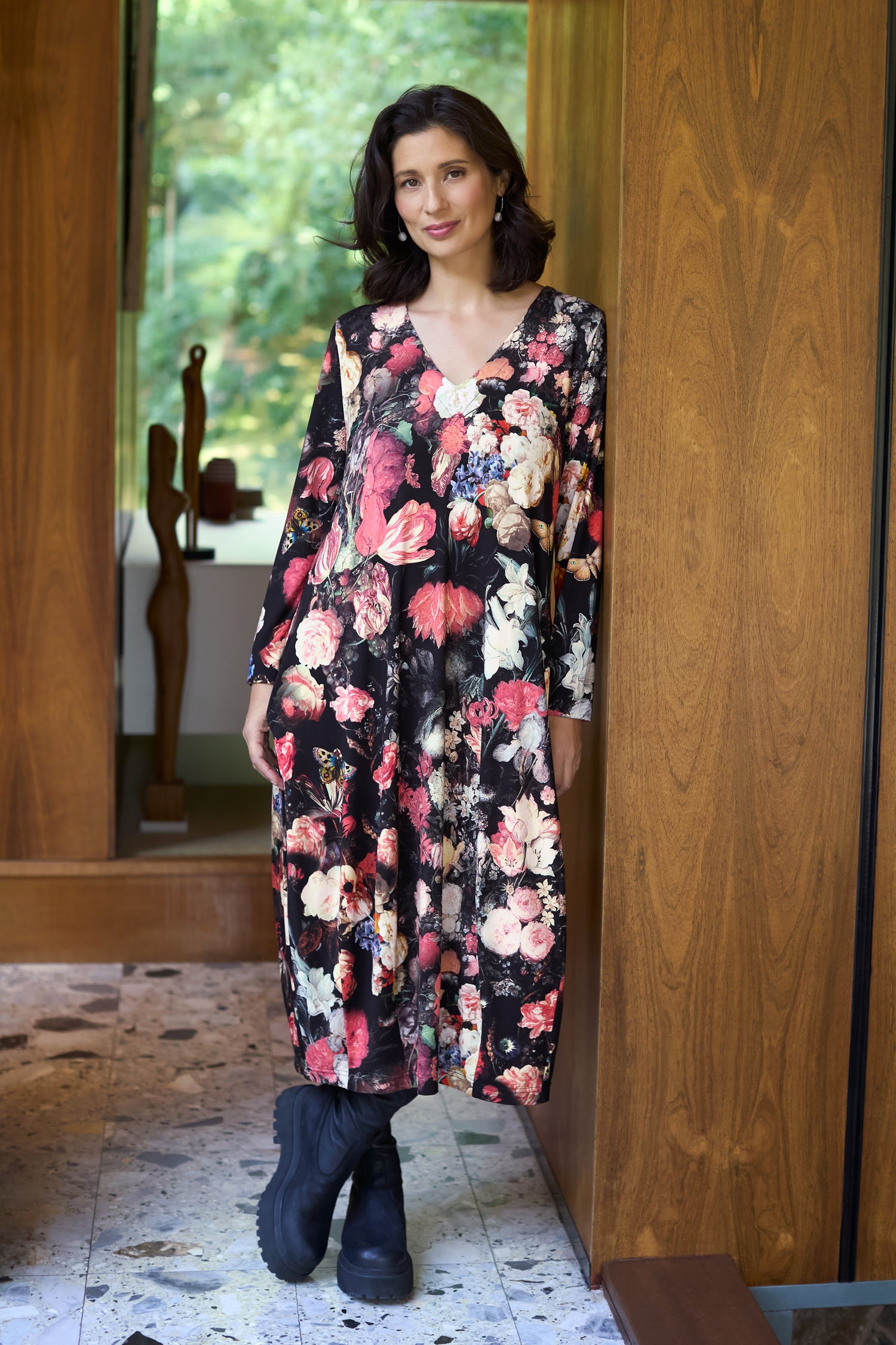 Renaissance Floral Jersey Bubble Dress