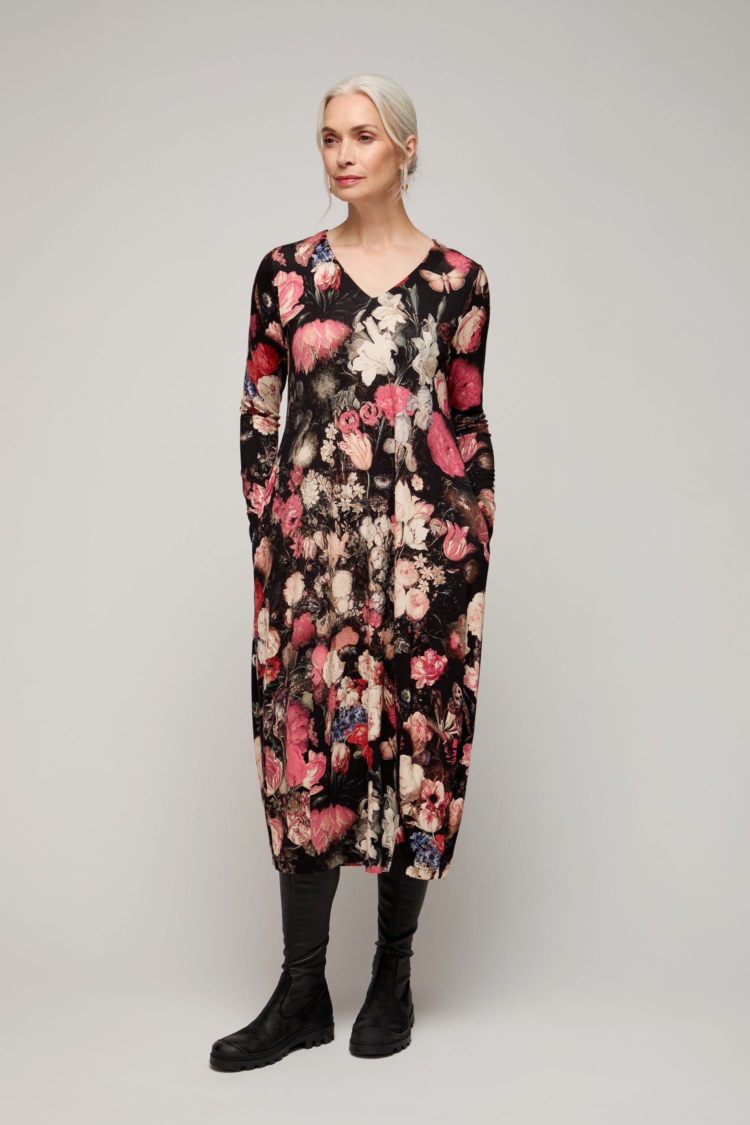 Renaissance Floral Jersey Bubble Dress
