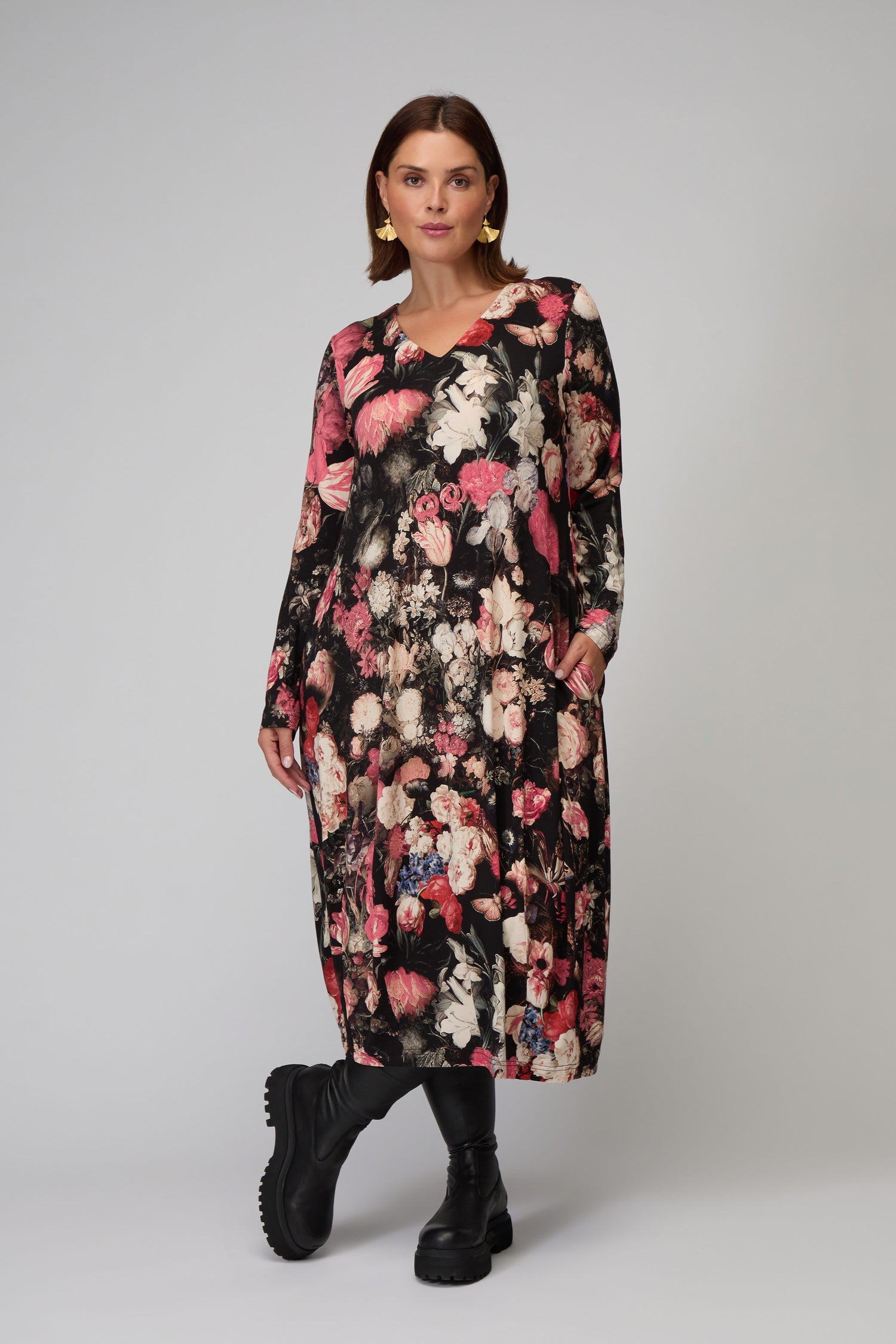 Renaissance Floral Jersey Bubble Dress