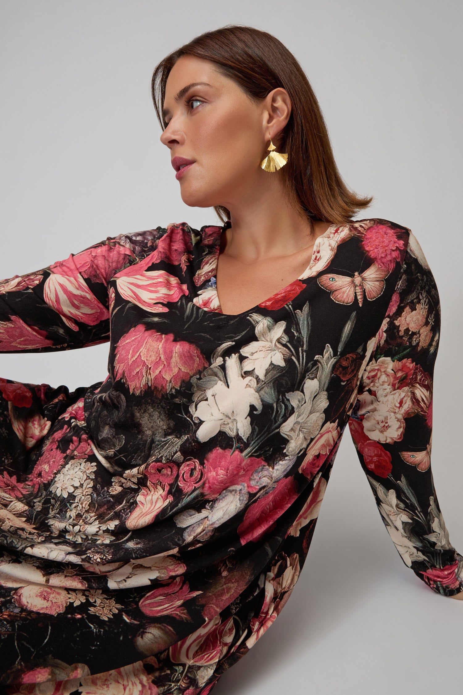 Renaissance Floral Jersey Bubble Dress