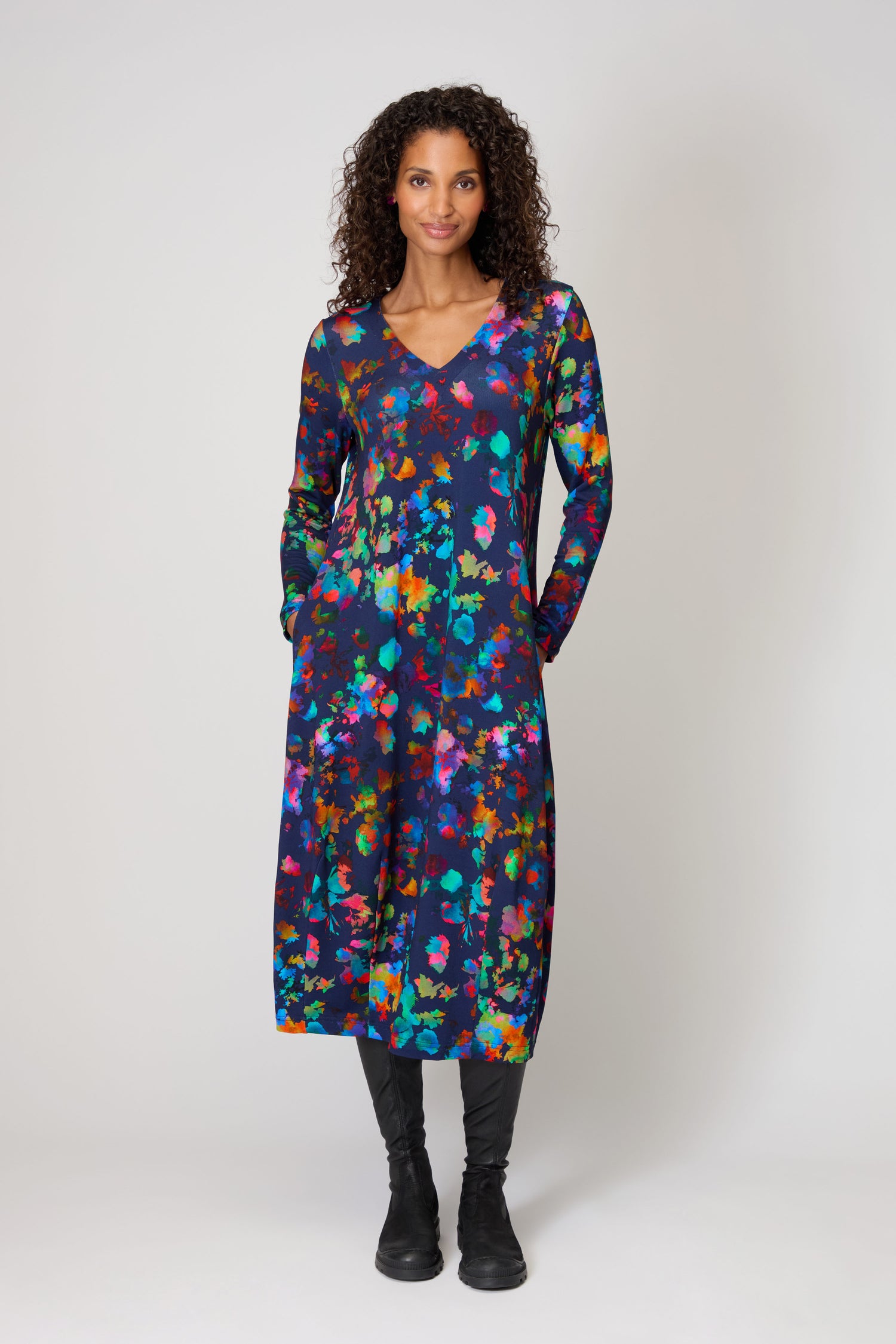 Vivid Petals Jersey Dress