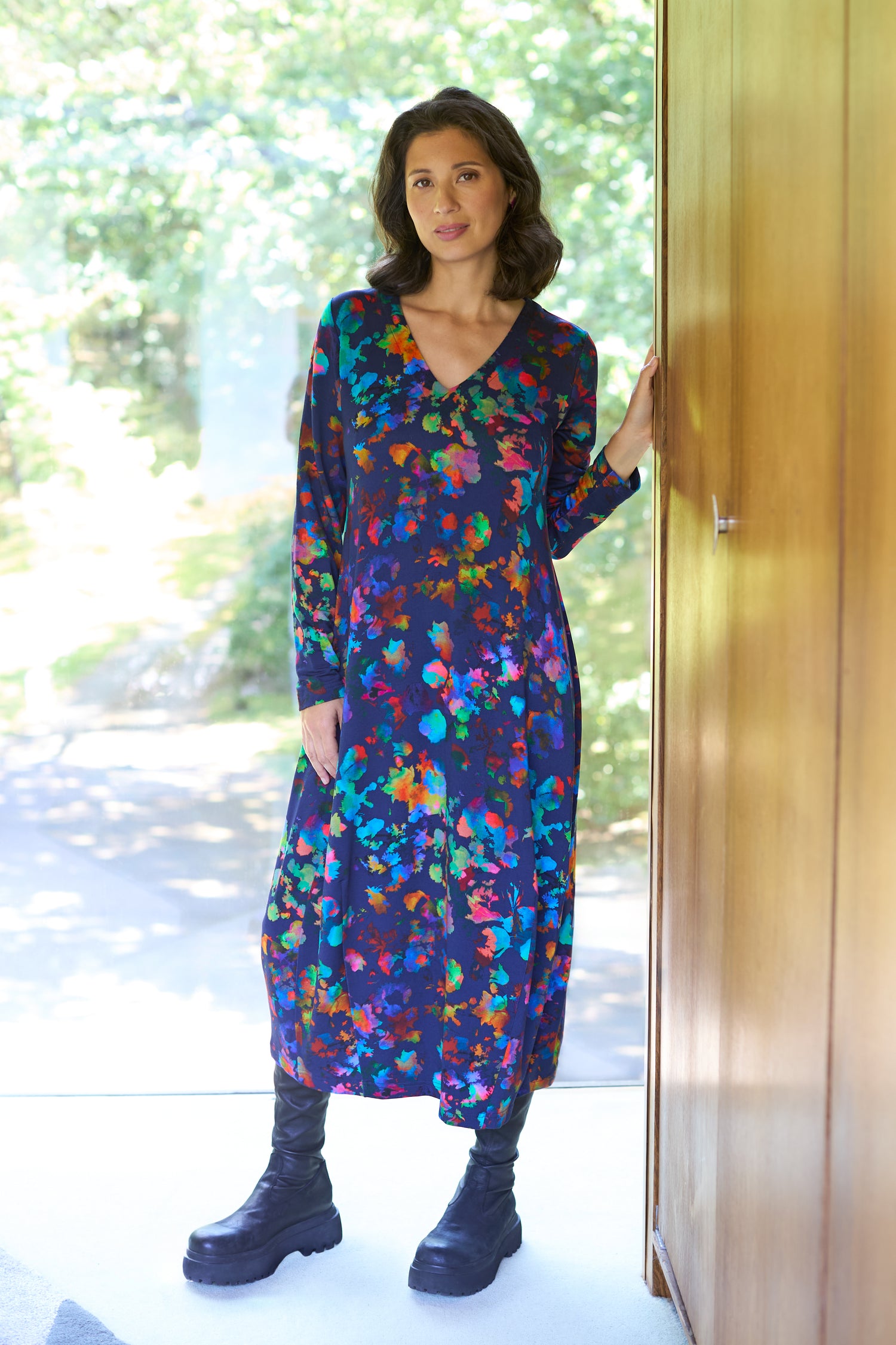 Vivid Petals Jersey Dress