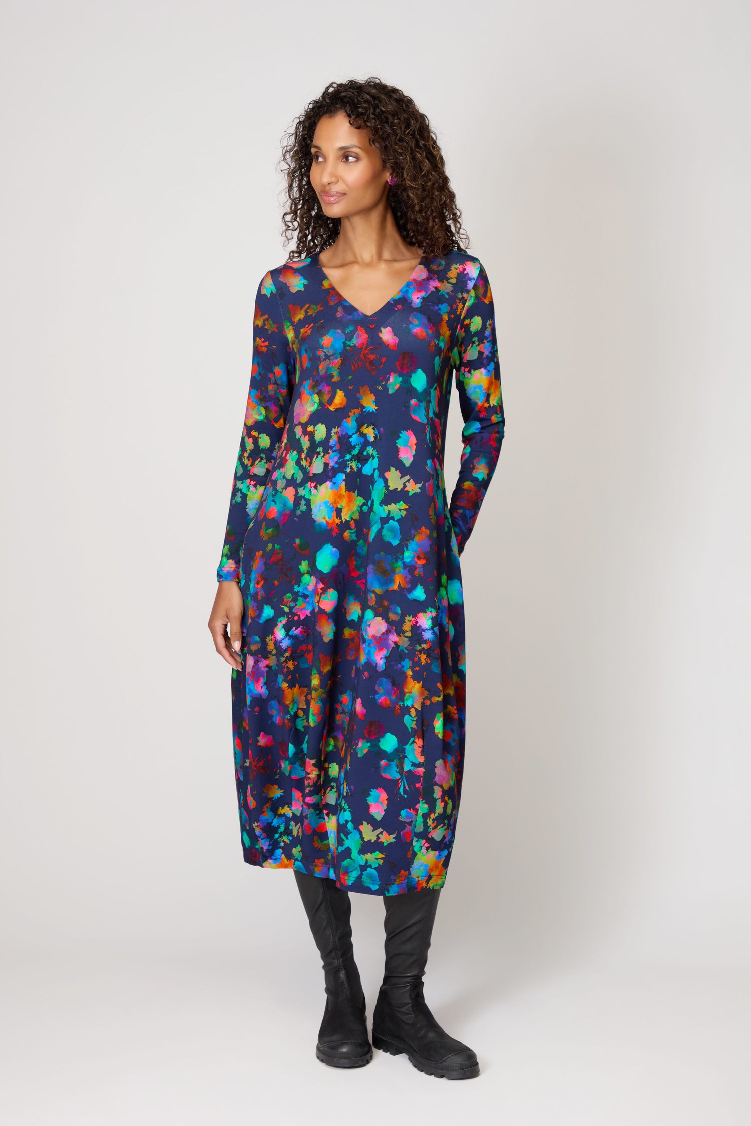 Vivid Petals Jersey Dress