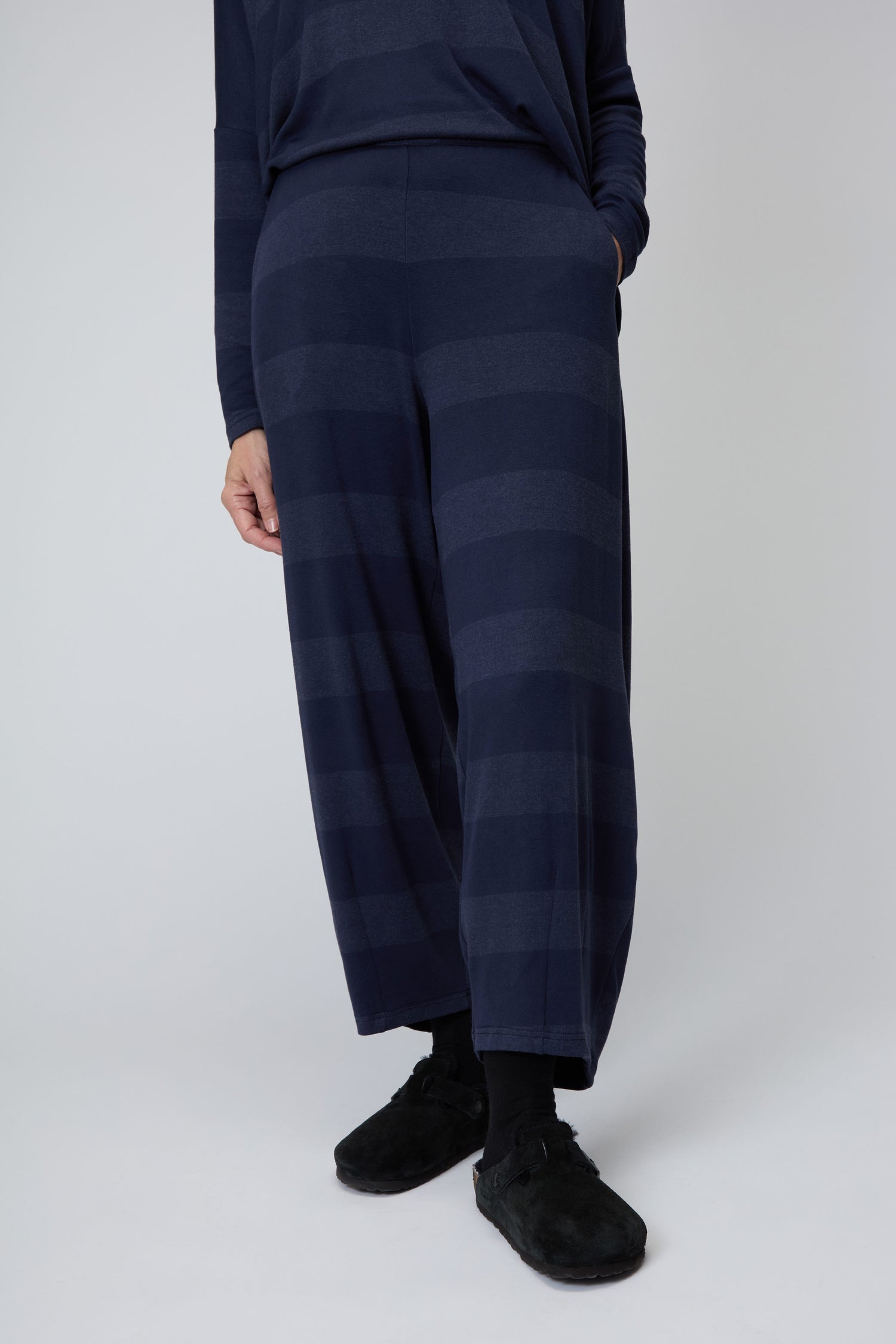 Soft Viscose Jersey Stripe Bubble Trouser