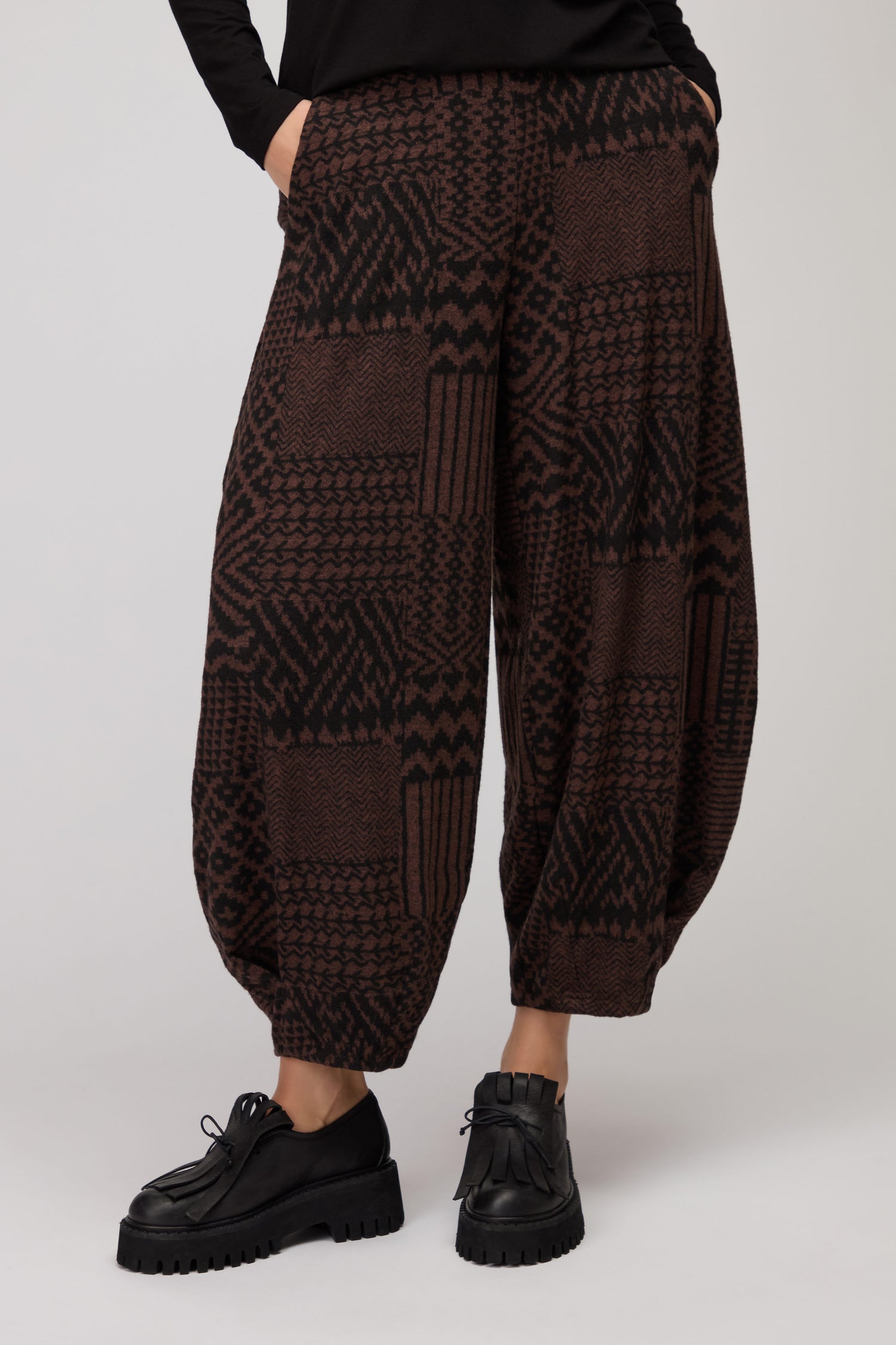 Textured Ikat Patchwork Jersey Bubble Trouser