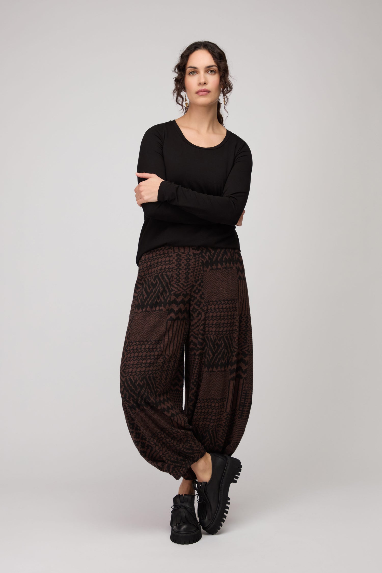 Textured Ikat Patchwork Jersey Bubble Trouser