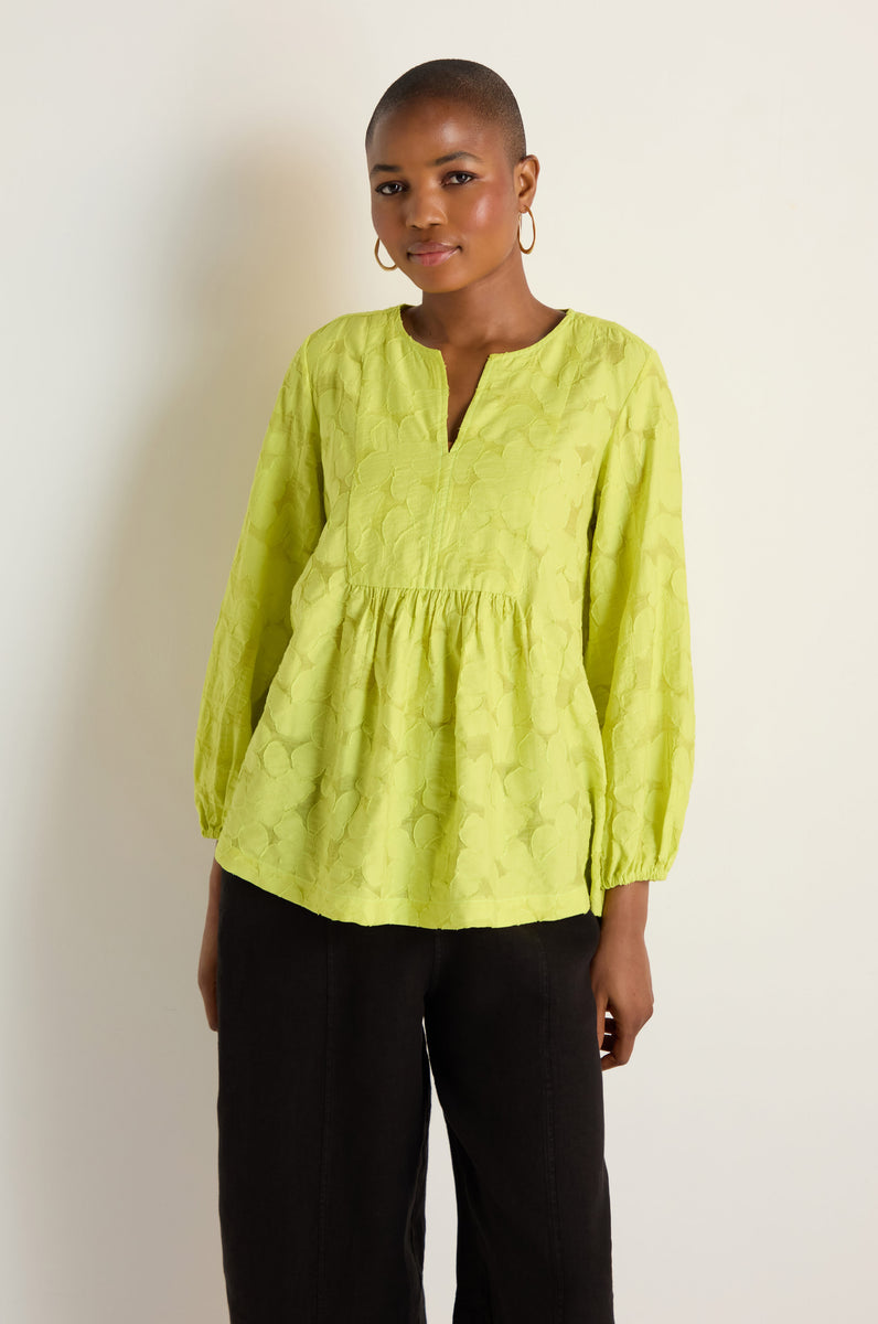 Etched Floral Viscose Top – Sahara