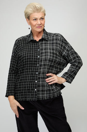 Crinkle Window Check Boxy Shirt