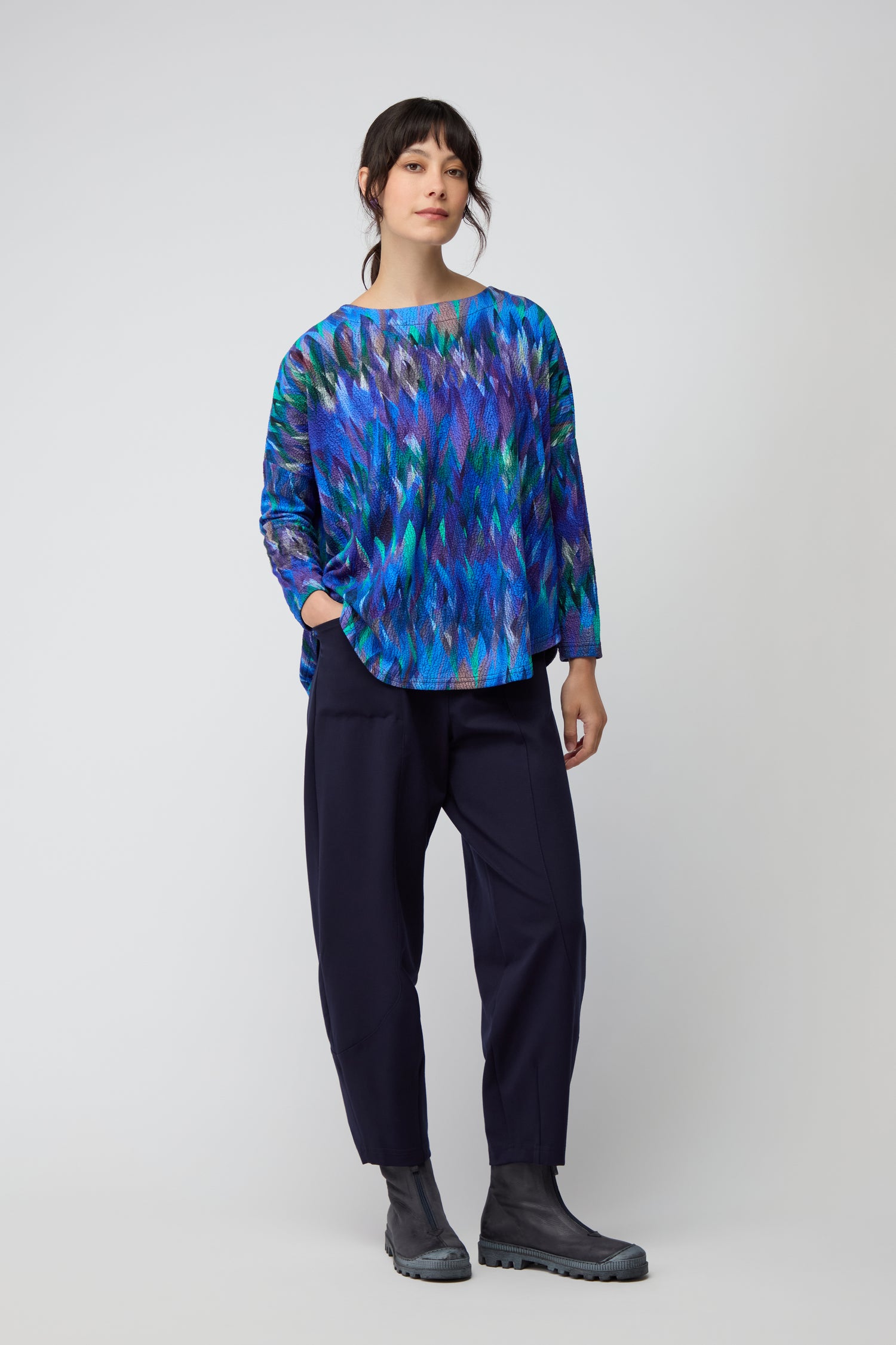 Abstract Feather Jersey Top
