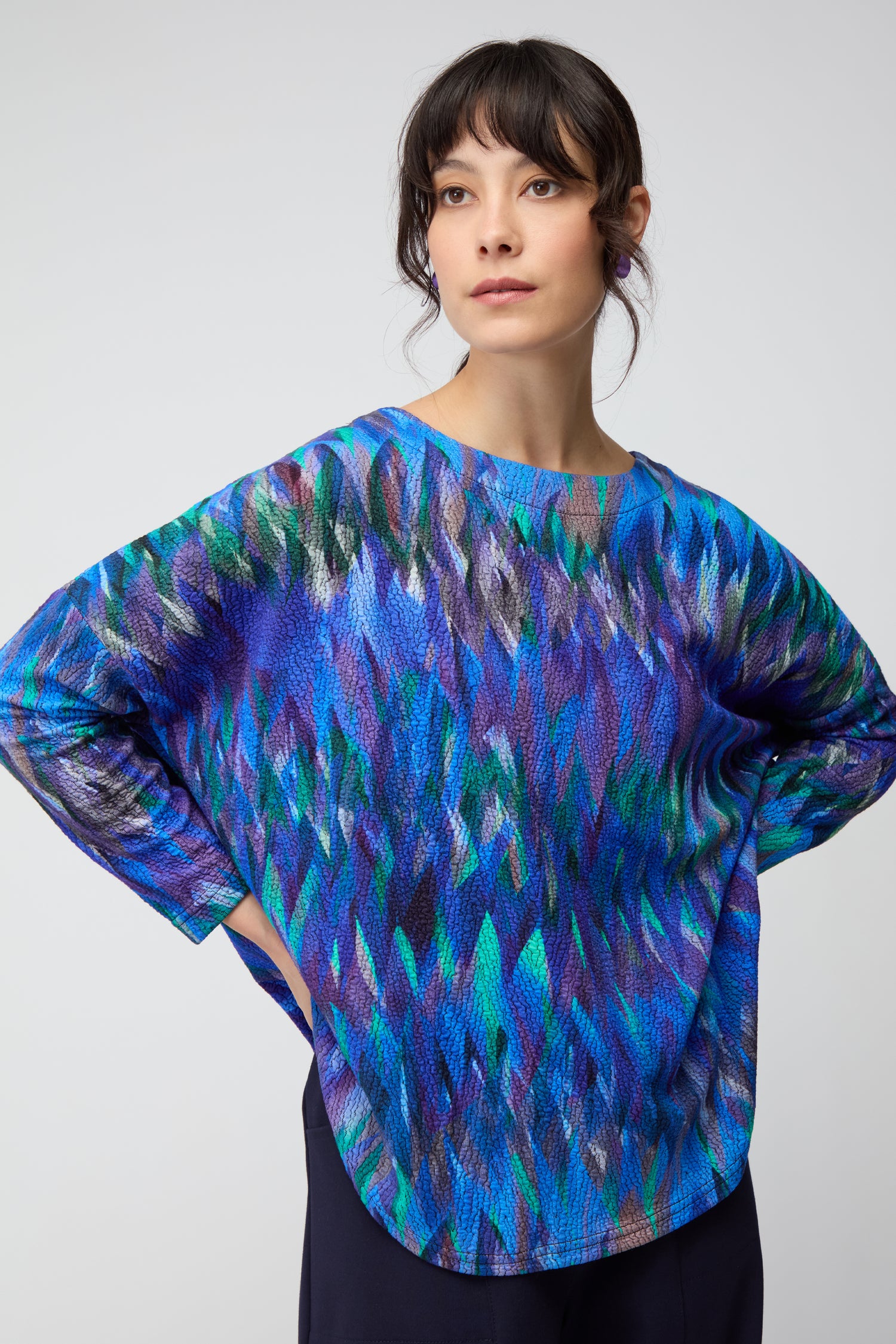 Abstract Feather Jersey Top