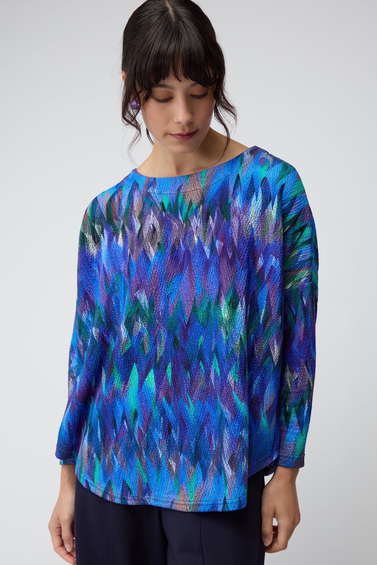 Abstract Feather Jersey Top