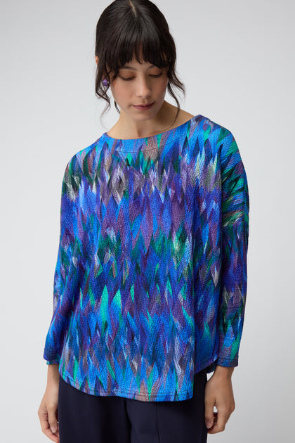 Abstract Feather Jersey Top