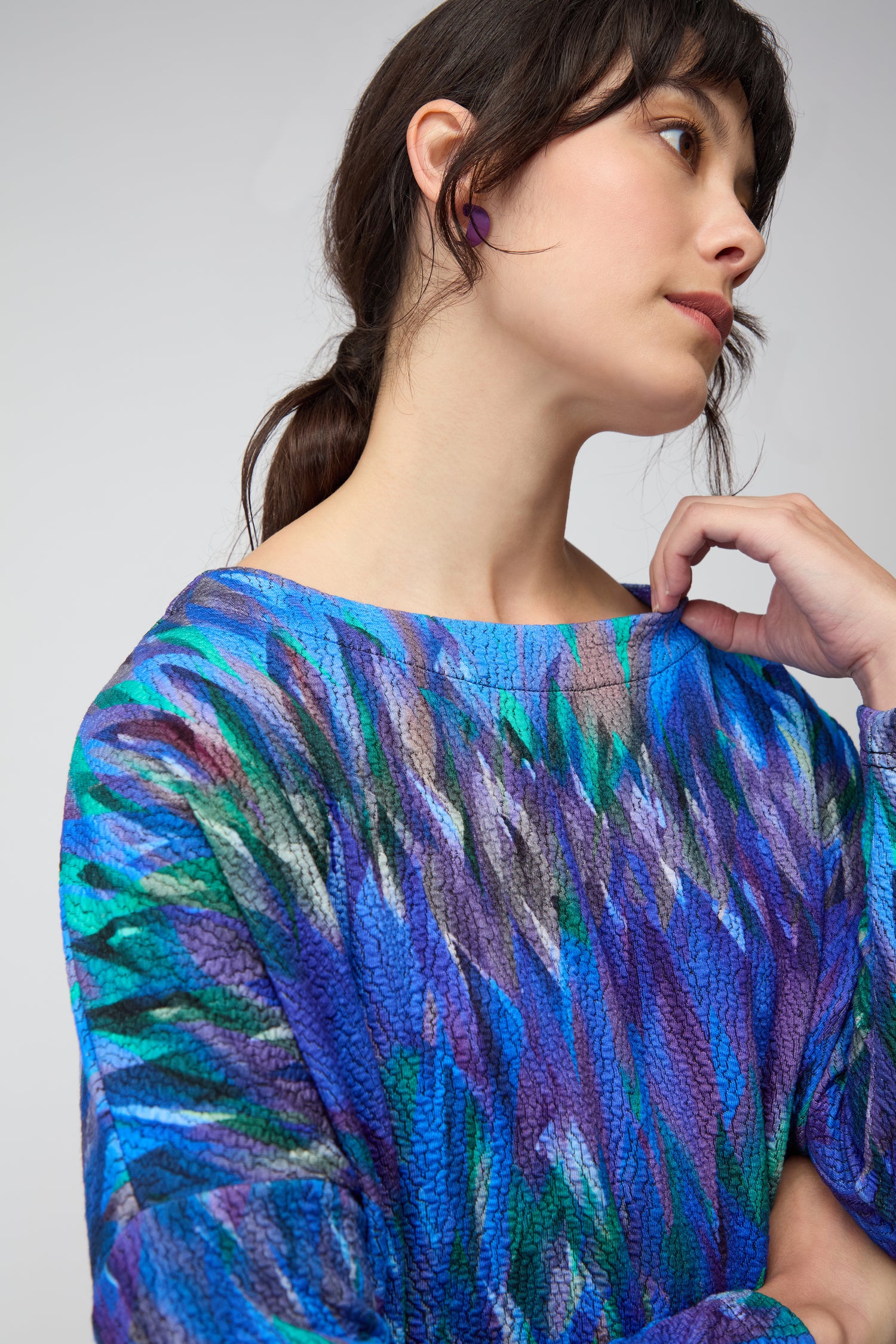 Abstract Feather Jersey Top