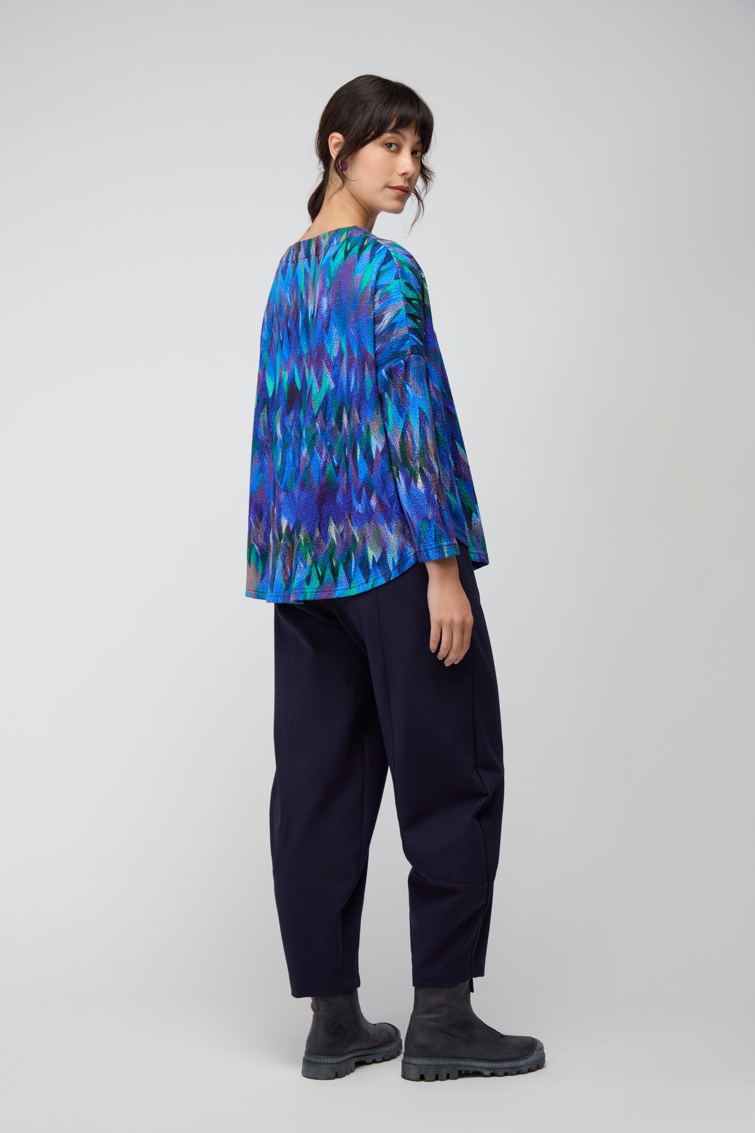 Abstract Feather Jersey Top