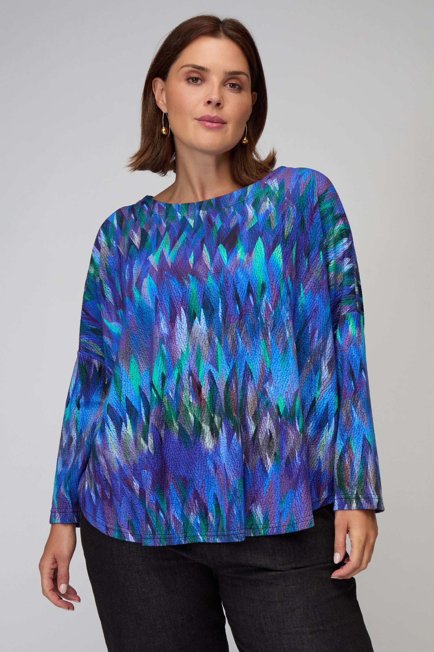 Abstract Feather Jersey Top