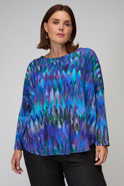 Abstract Feather Jersey Top