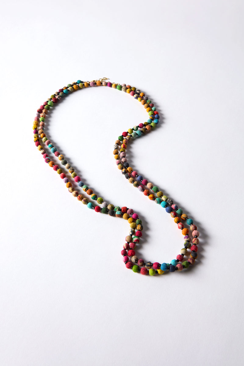 Kantha Long Bead Spheres Necklace – Sahara