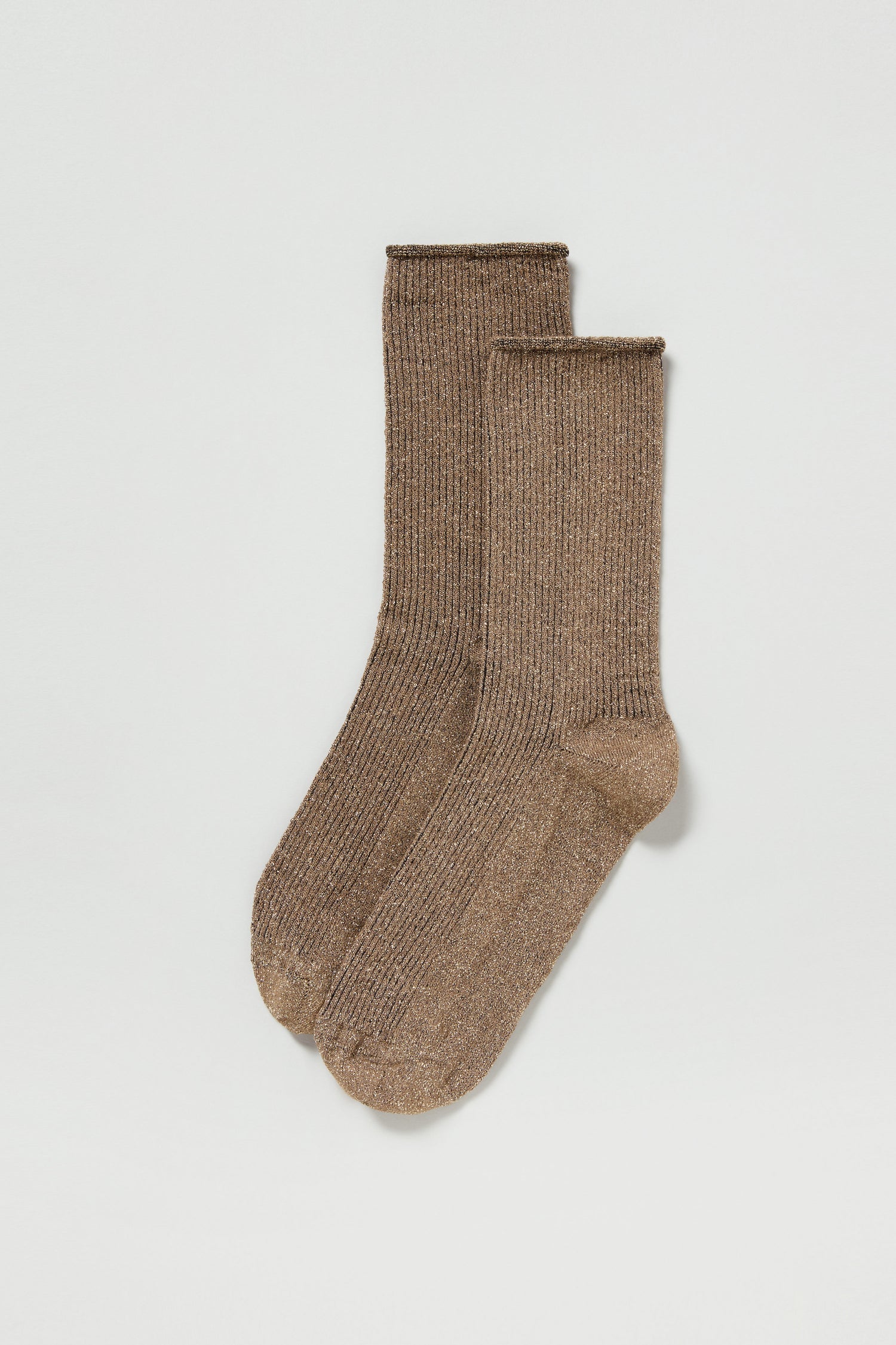 A pair of Bamboo Sparkle Caramel Socks shown on a plain white background.