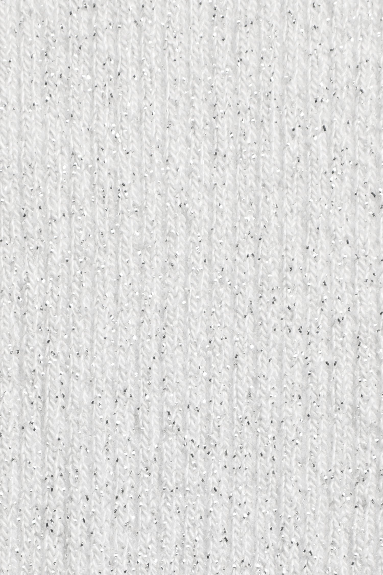Close-up of a white knitted fabric with vertical ribbing and fine fibers, similar to that used in Bamboo Sparkle Cloud Socks.