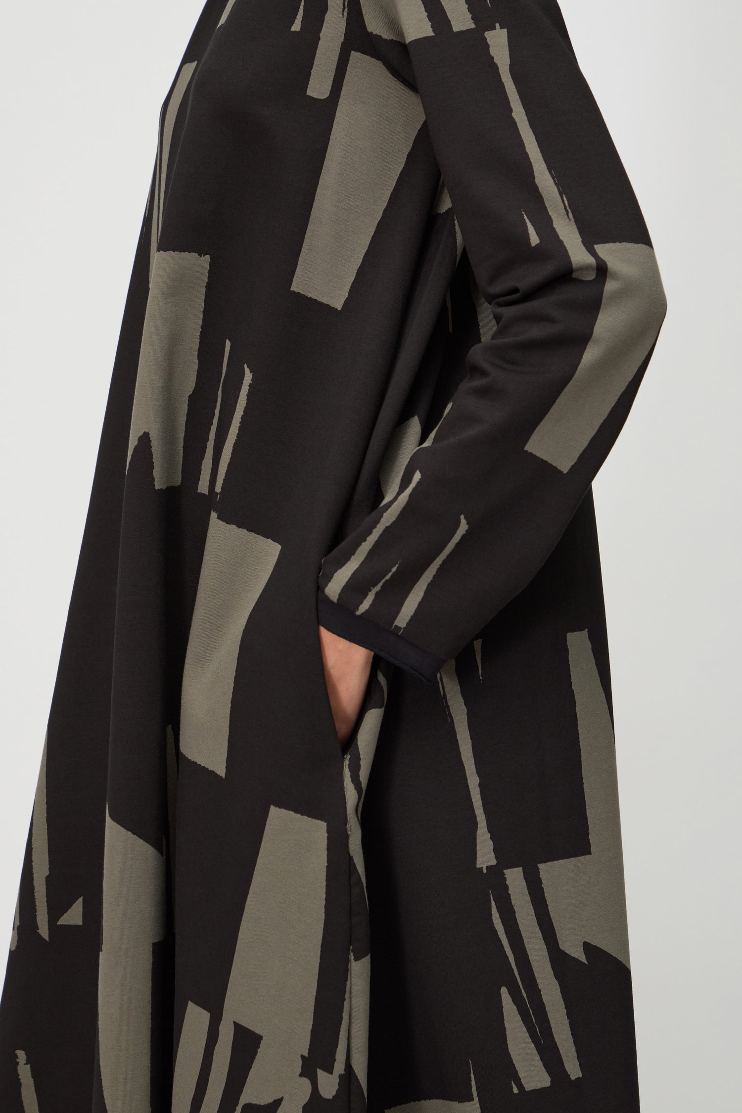 Block Print Flared Jersey Dress