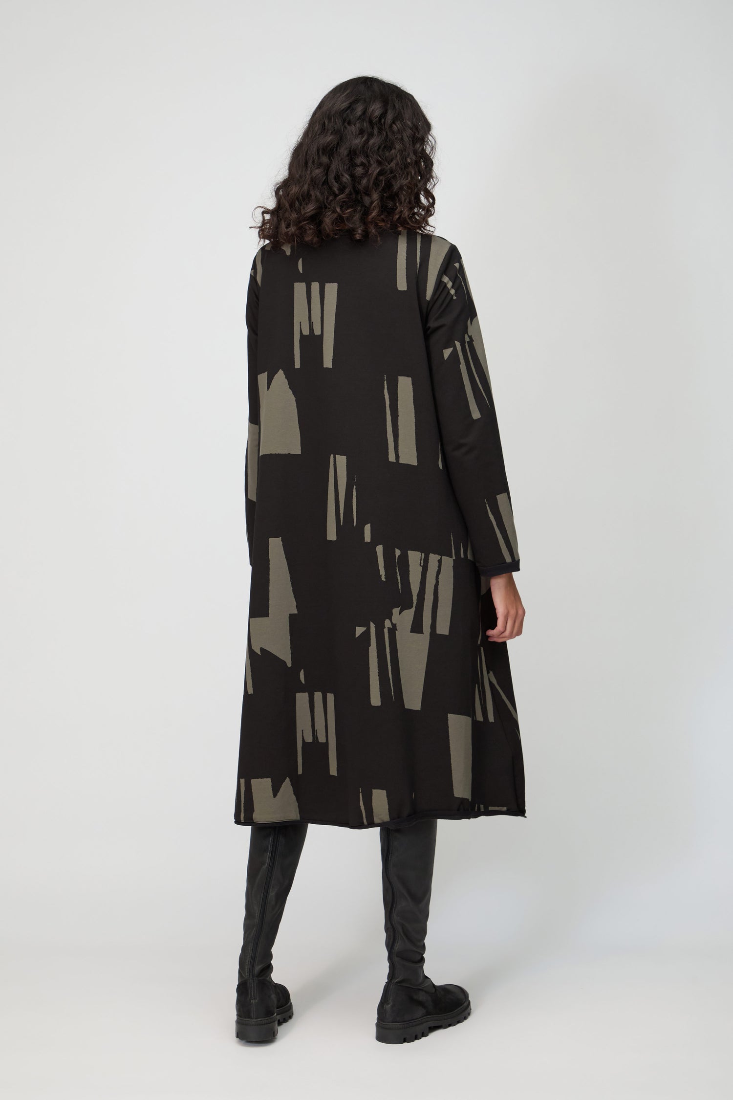 Block Print Flared Jersey Dress