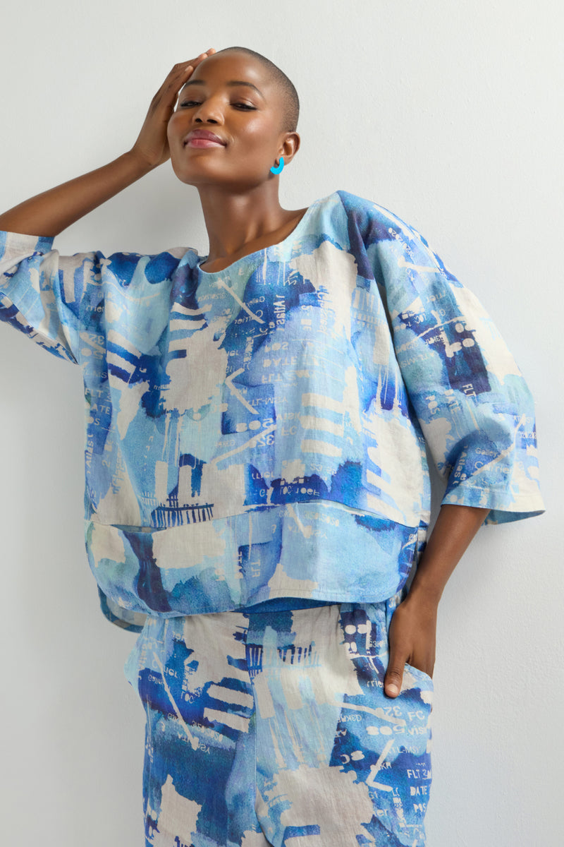 トップス sahara Art Print 2way Sleeve Top Art Print 2way Sleeve Top｜アートプリントツーウェイスリーブ