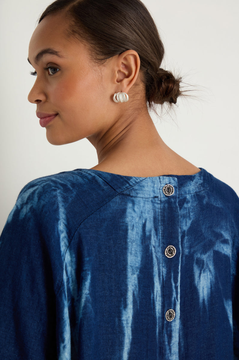 Soft Denim Button-Back Tunic – Sahara