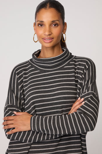 Zita Roll Neck Fine Stripe Tunic