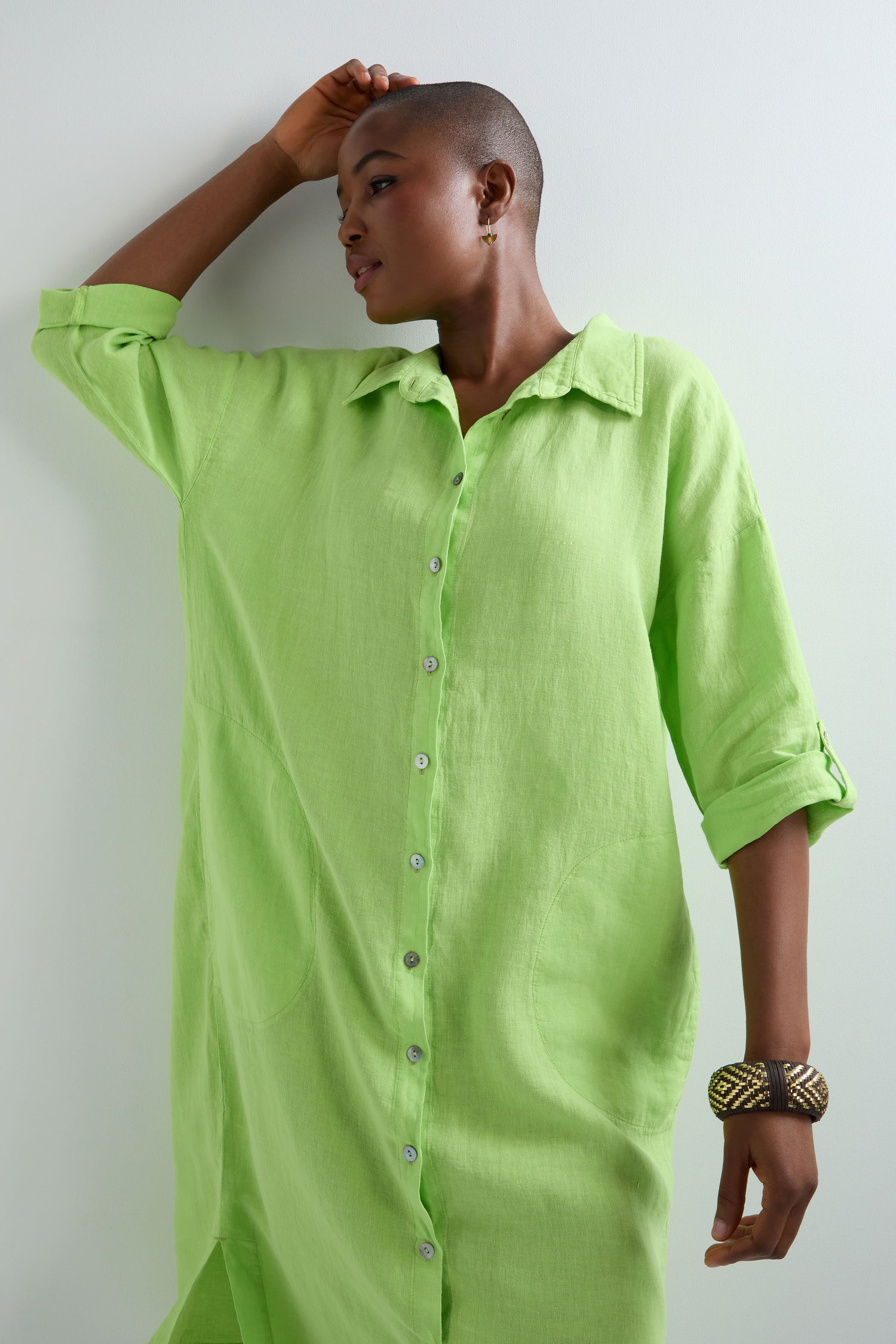 Garment Dyed Linen Shirt Dress