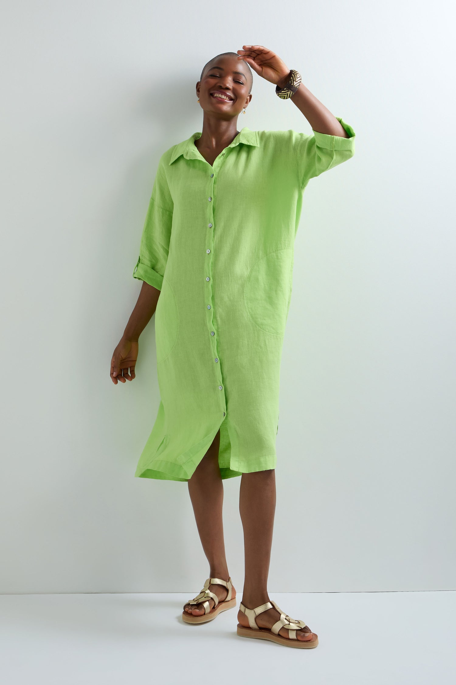 Garment Dyed Linen Shirt Dress
