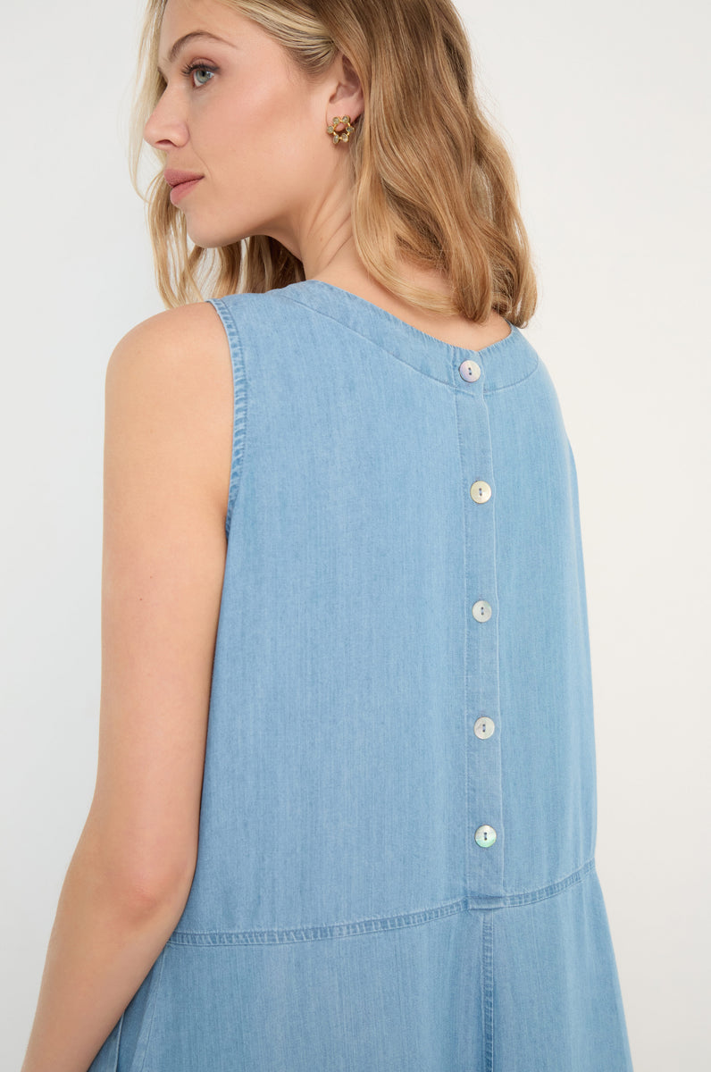 Fluid Denim Bubble Dress – Sahara