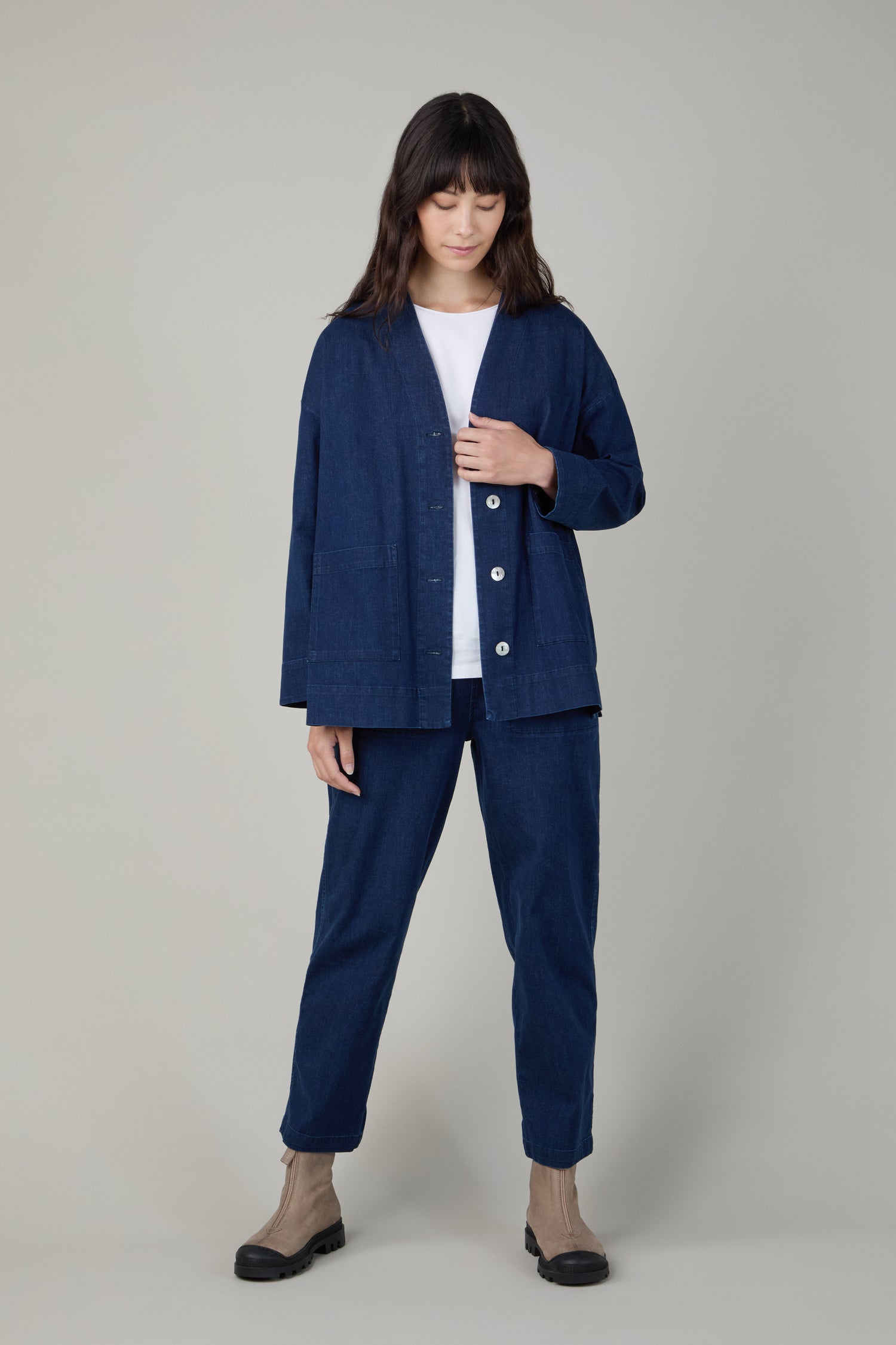 Stretch Denim Boxy Jacket