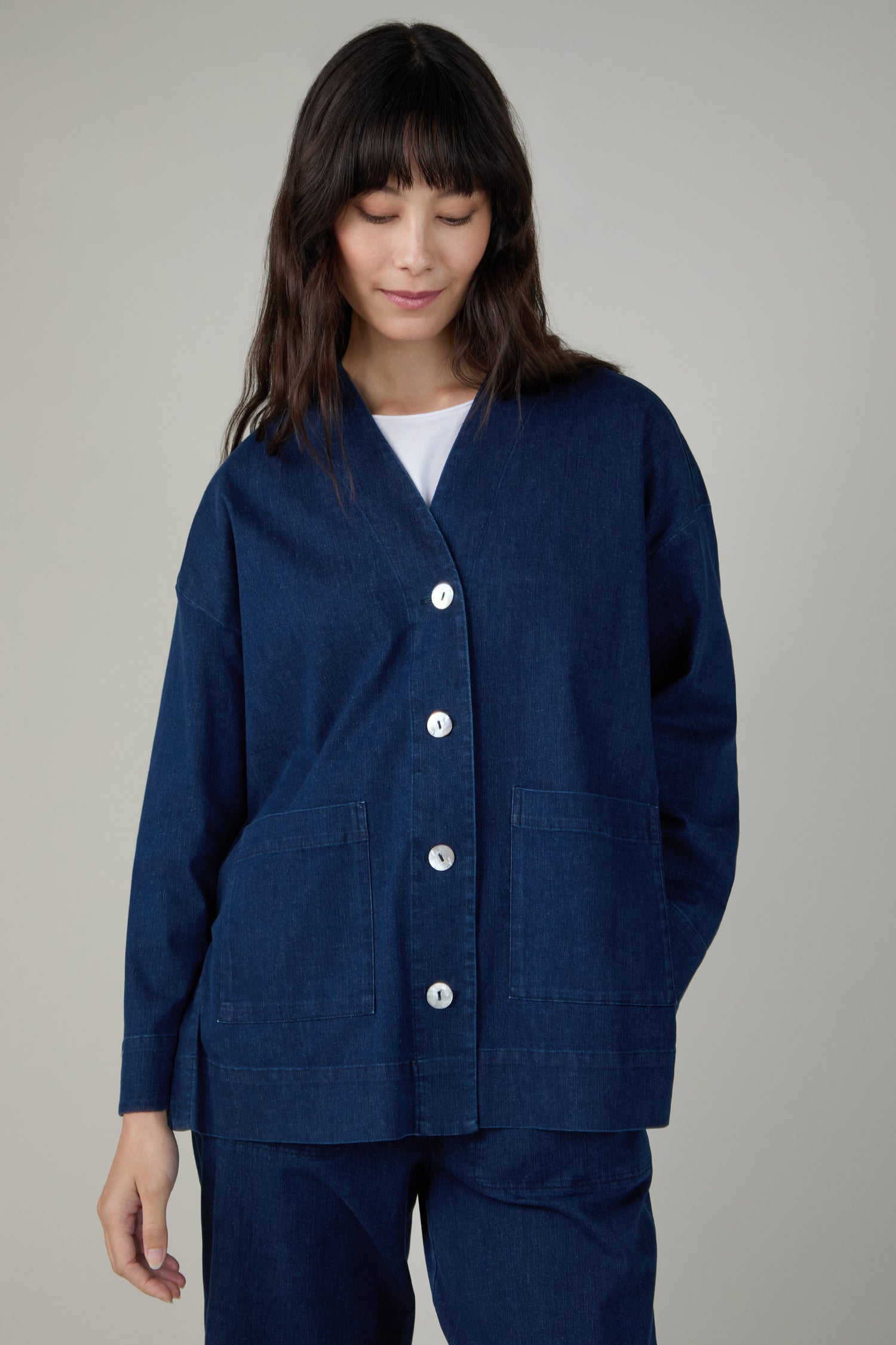 Stretch Denim Boxy Jacket