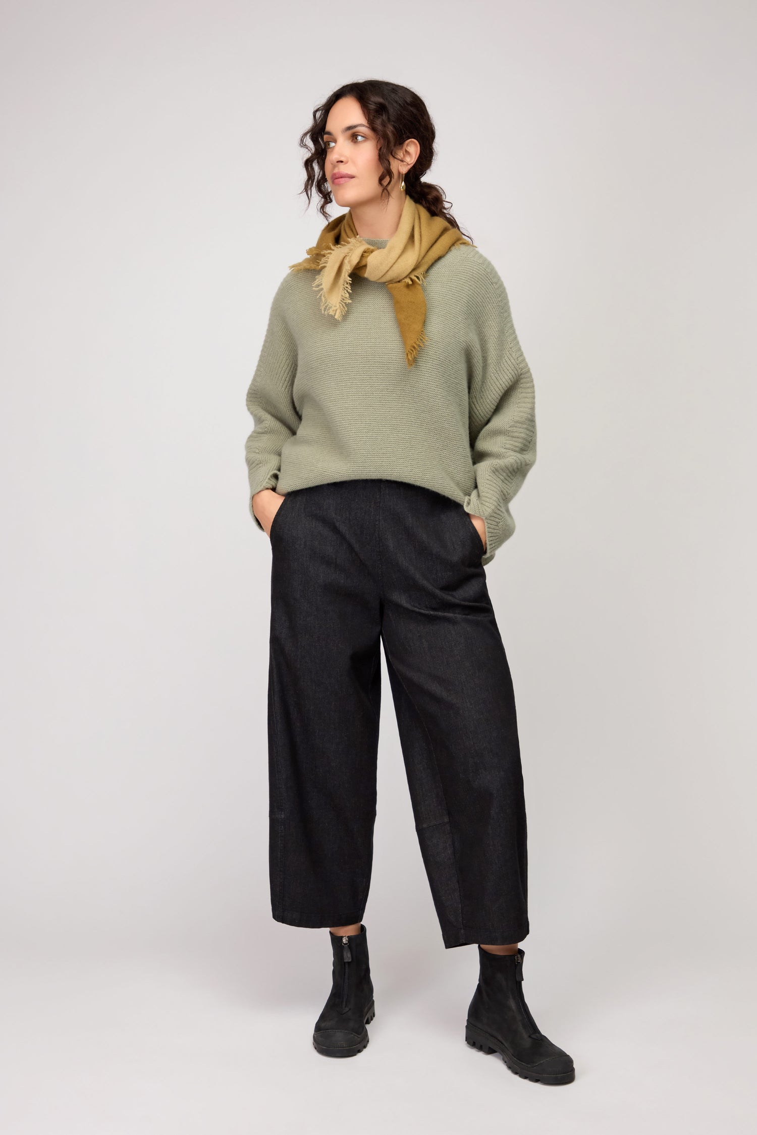 Black Stretch Denim Bubble Trousers