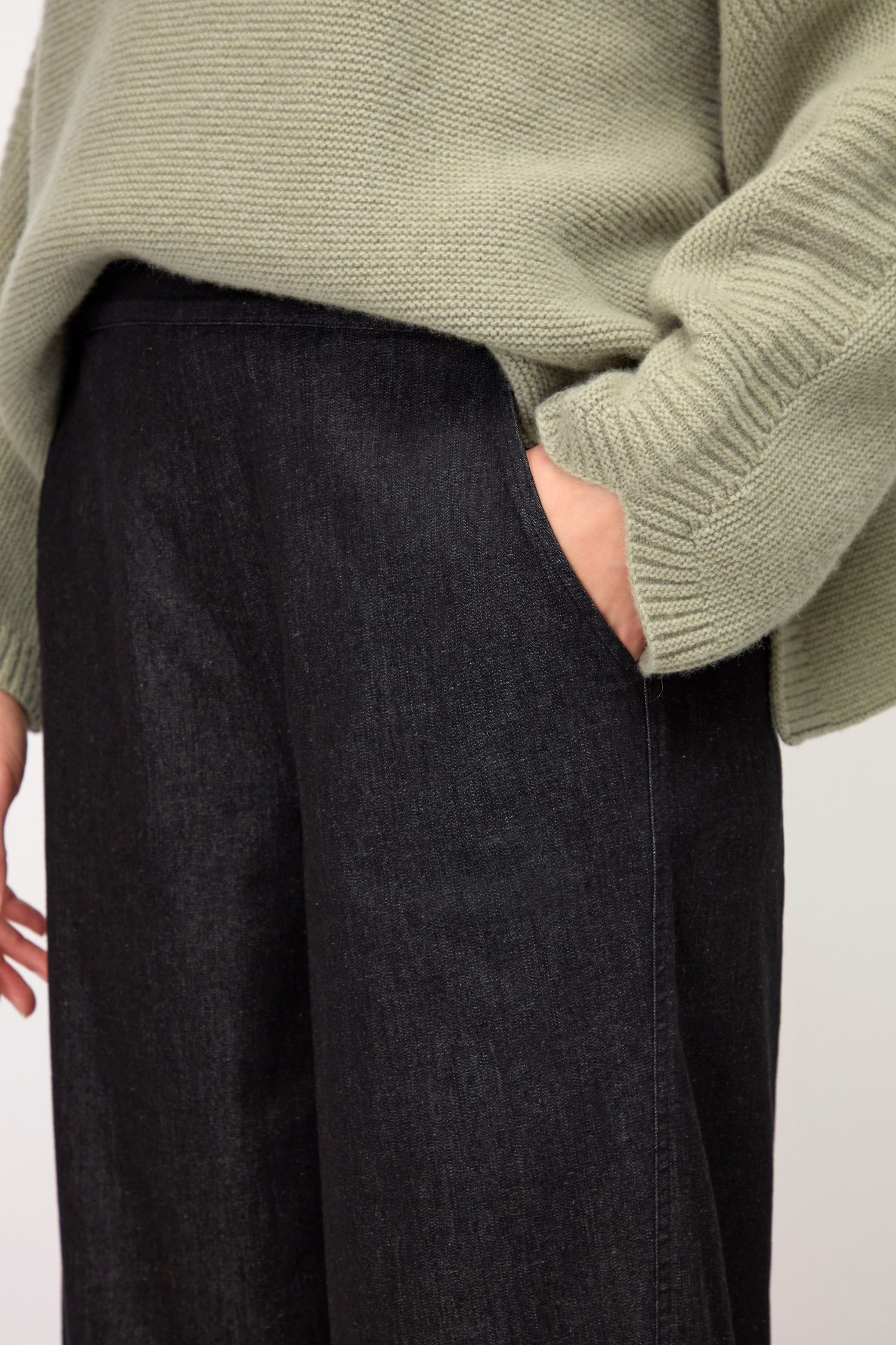 Black Stretch Denim Bubble Trousers