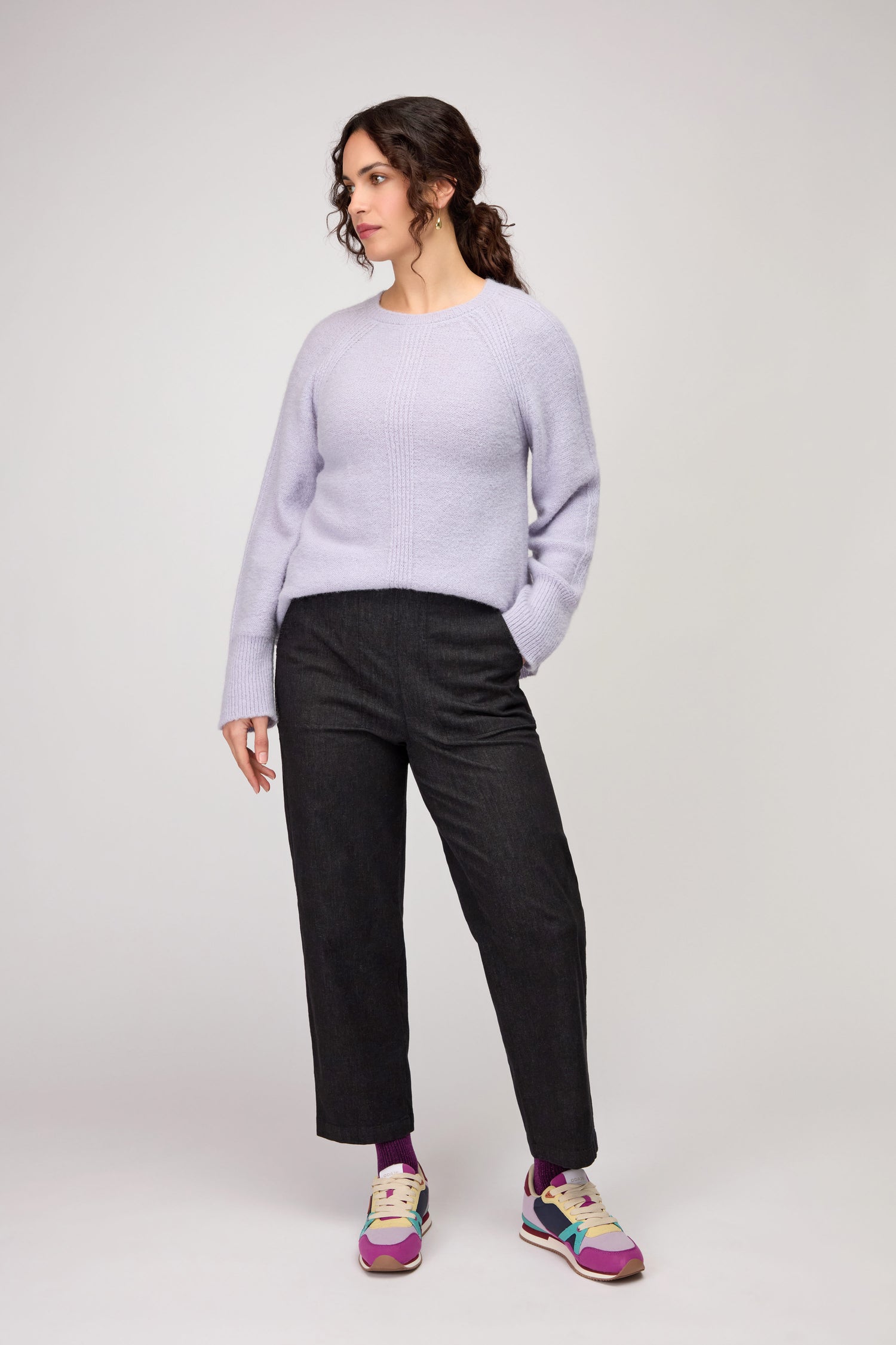 Black Stretch Denim Straight Trousers