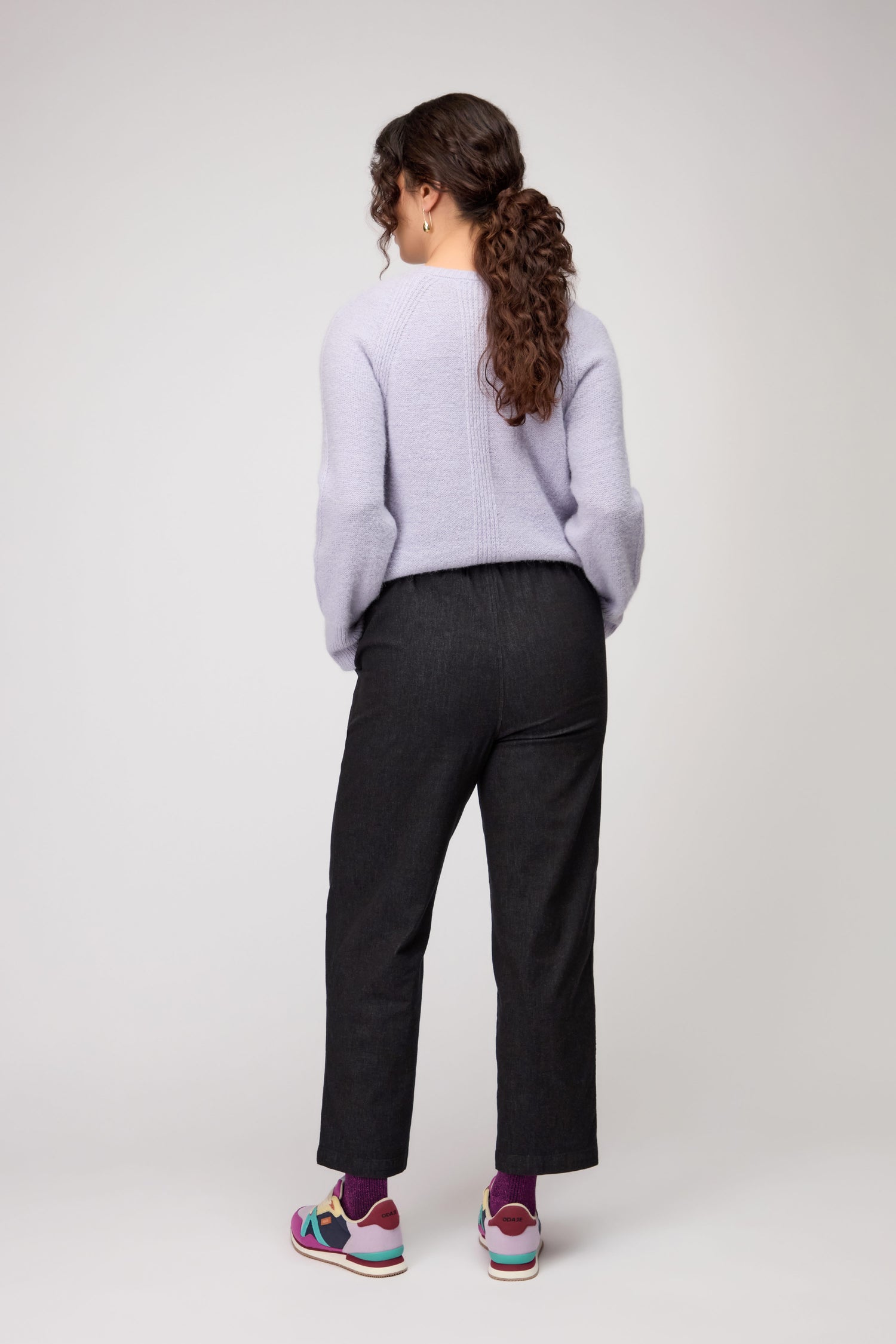 Black Stretch Denim Straight Trousers