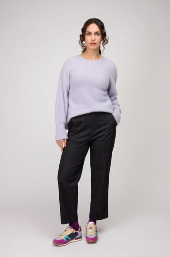 Black Stretch Denim Straight Trousers