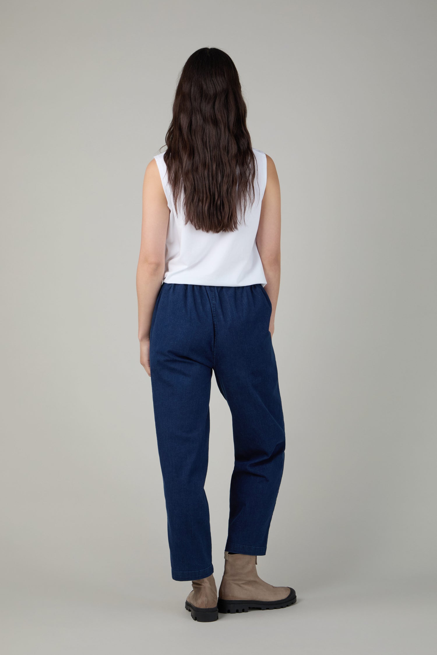 Stretch Denim Straight Trousers