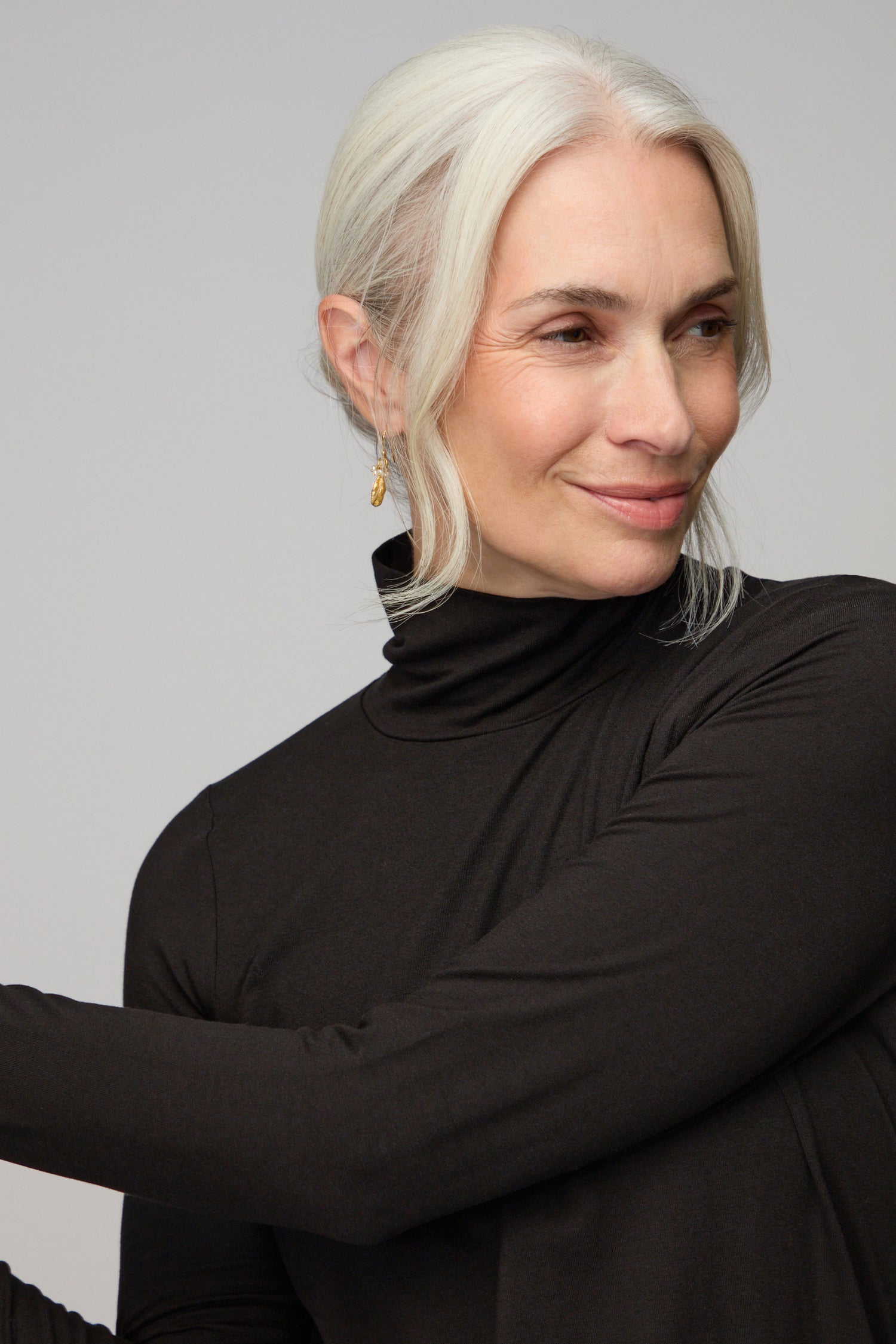 Viscose Jersey Black Roll Neck Top