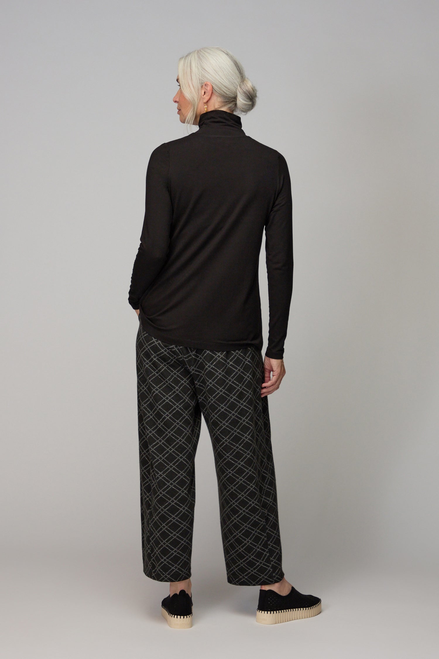 Viscose Jersey Black Roll Neck Top