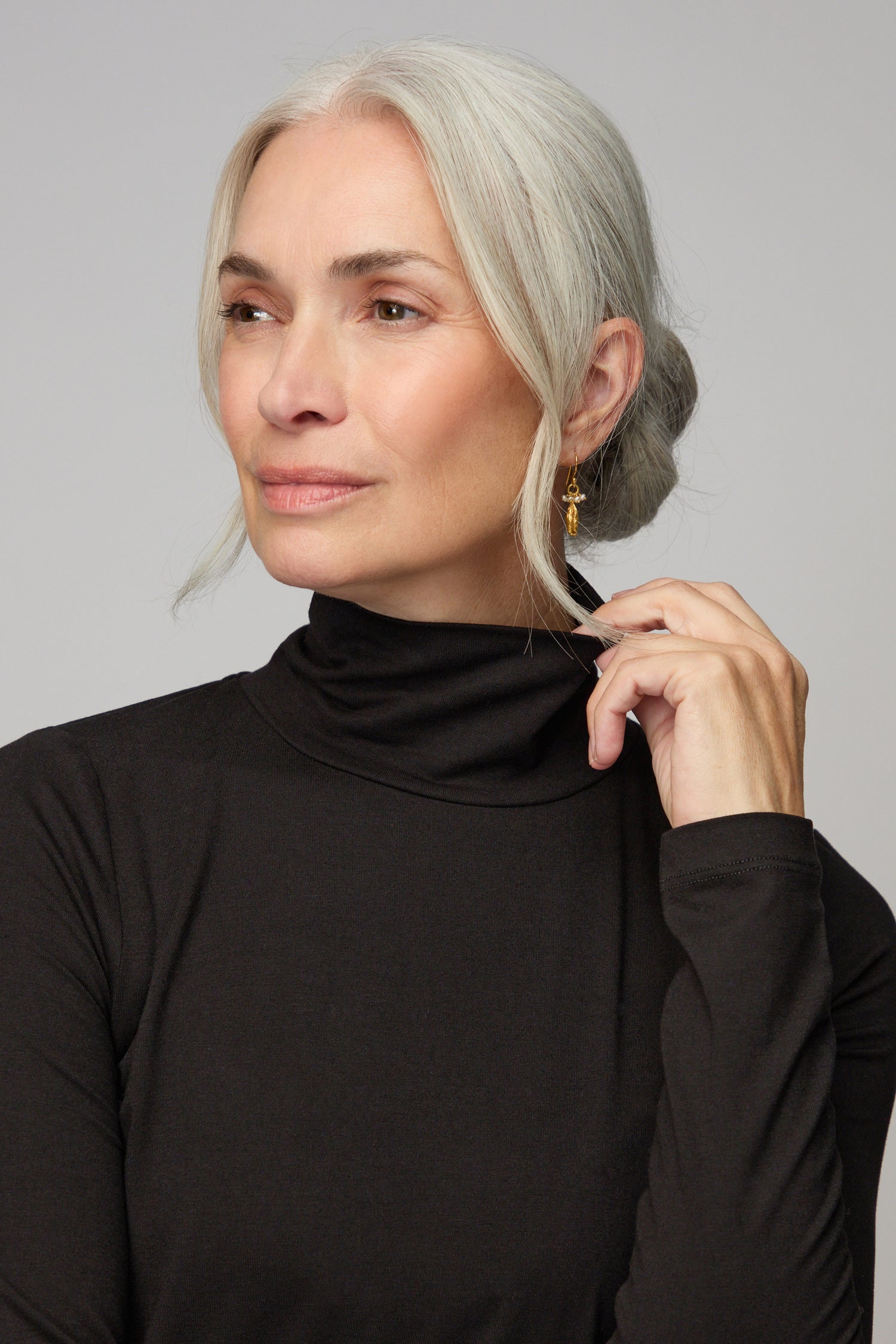 Viscose Jersey Black Roll Neck Top