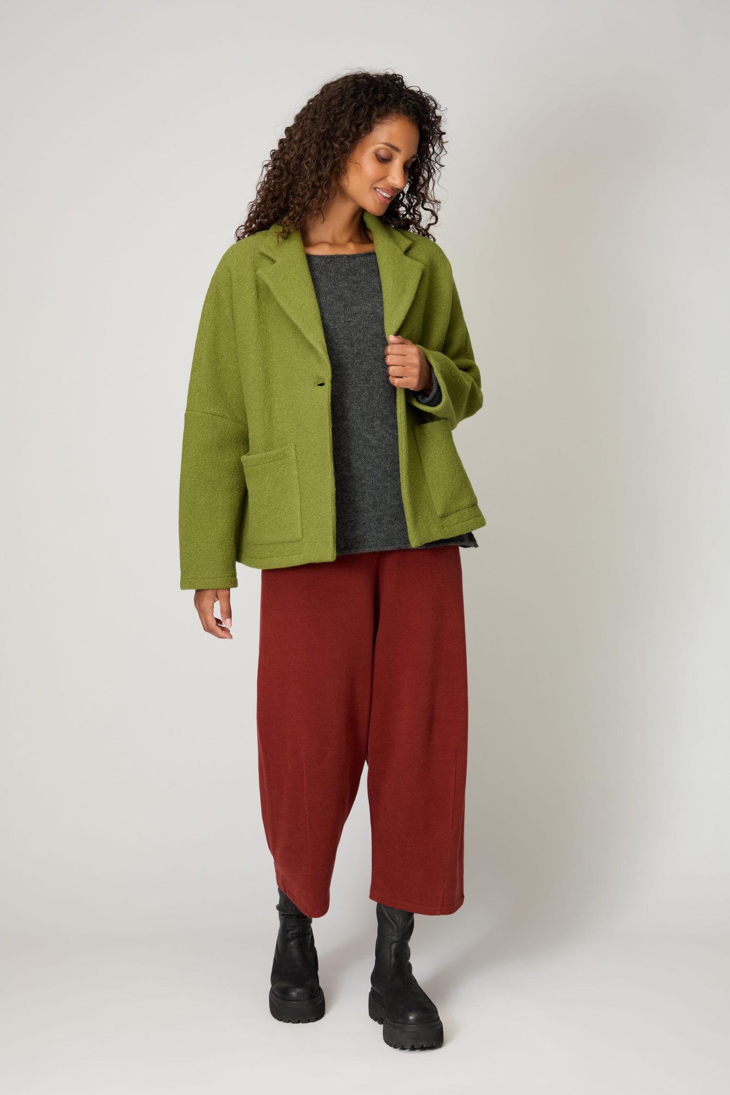 Boxy Wool Olive Jacket