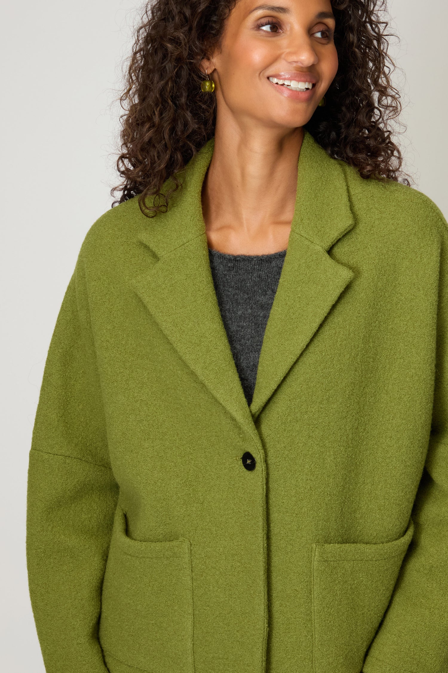 Boxy Wool Olive Jacket