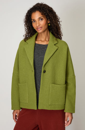 Boxy Wool Olive Jacket