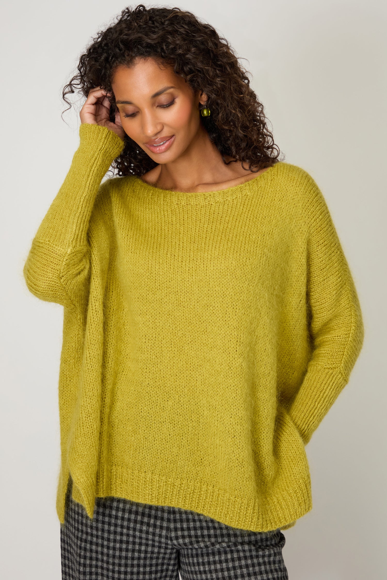 Wide Neck Mohair Knit