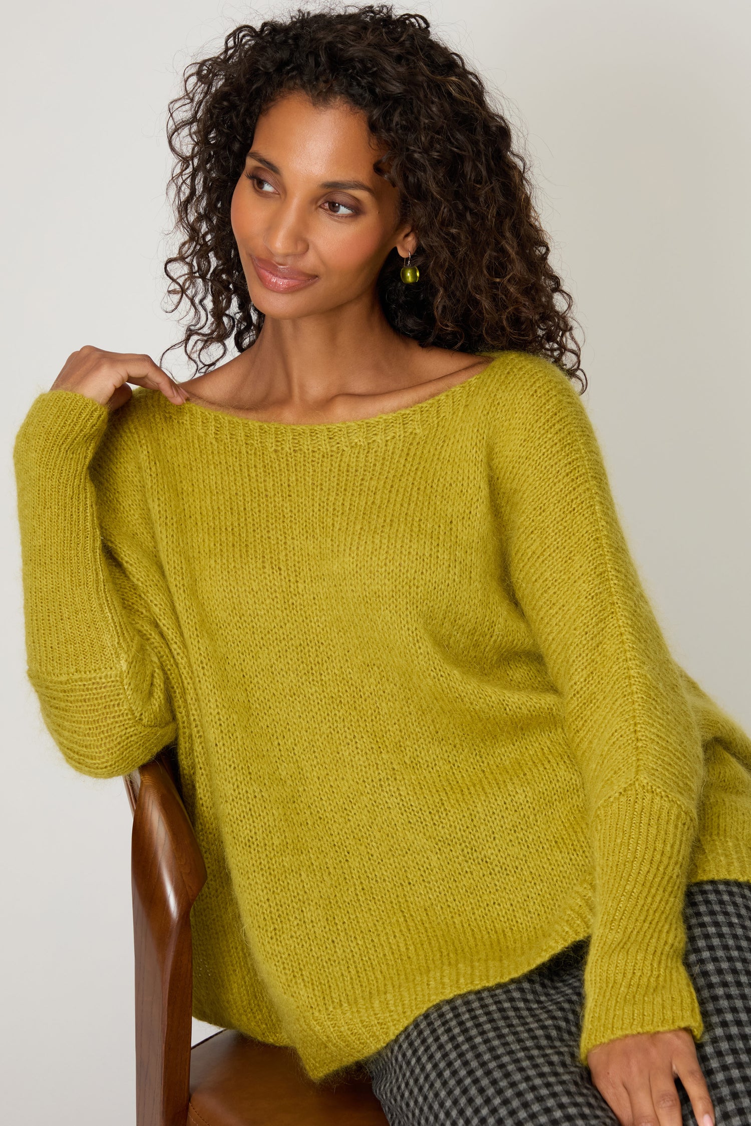 Wide Neck Mohair Knit
