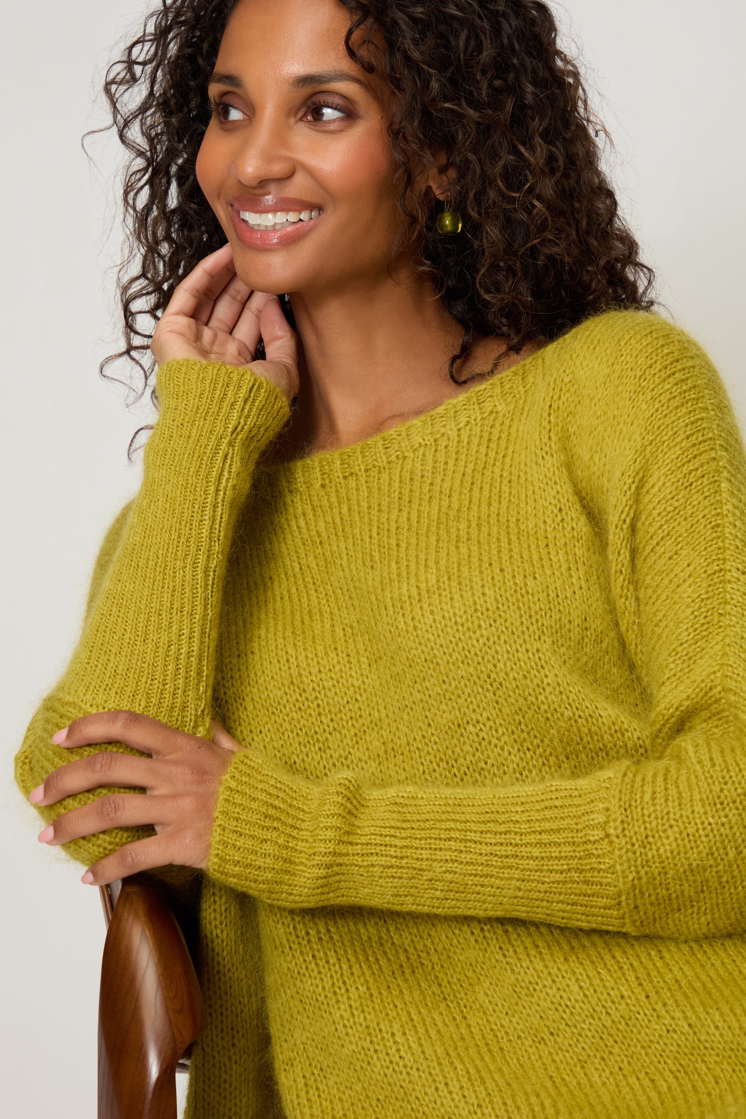 Wide Neck Mohair Knit