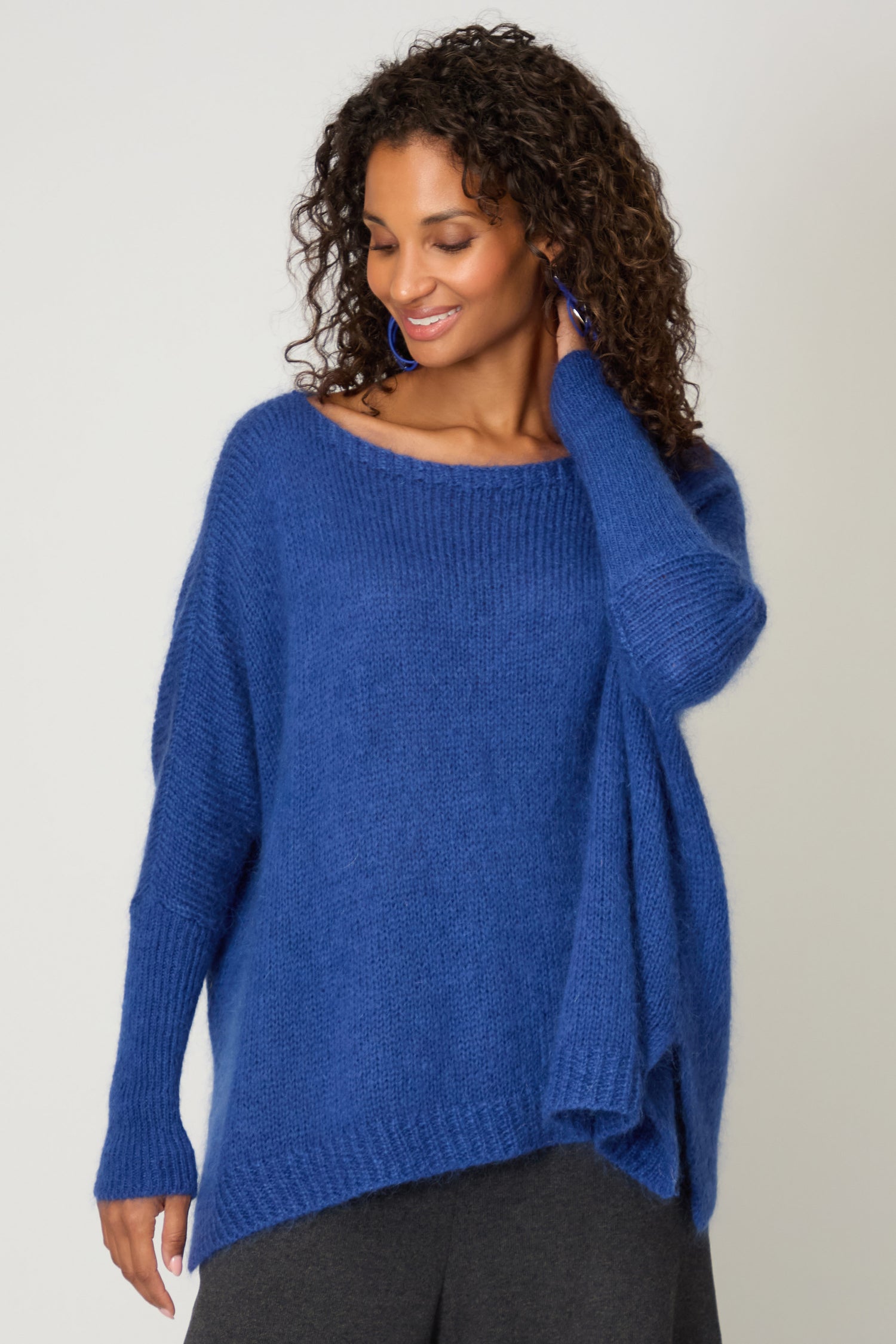 Wide Neck Mohair Knit