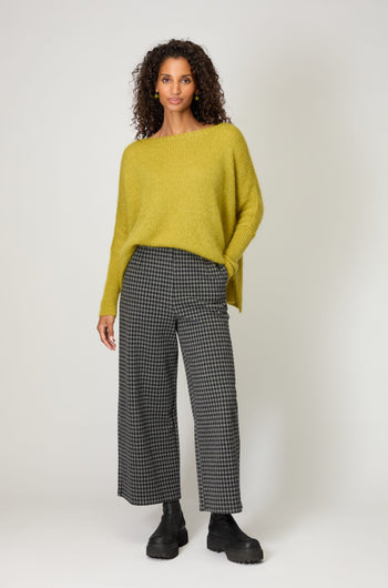 Brushed Jersey Check Straight Trousers